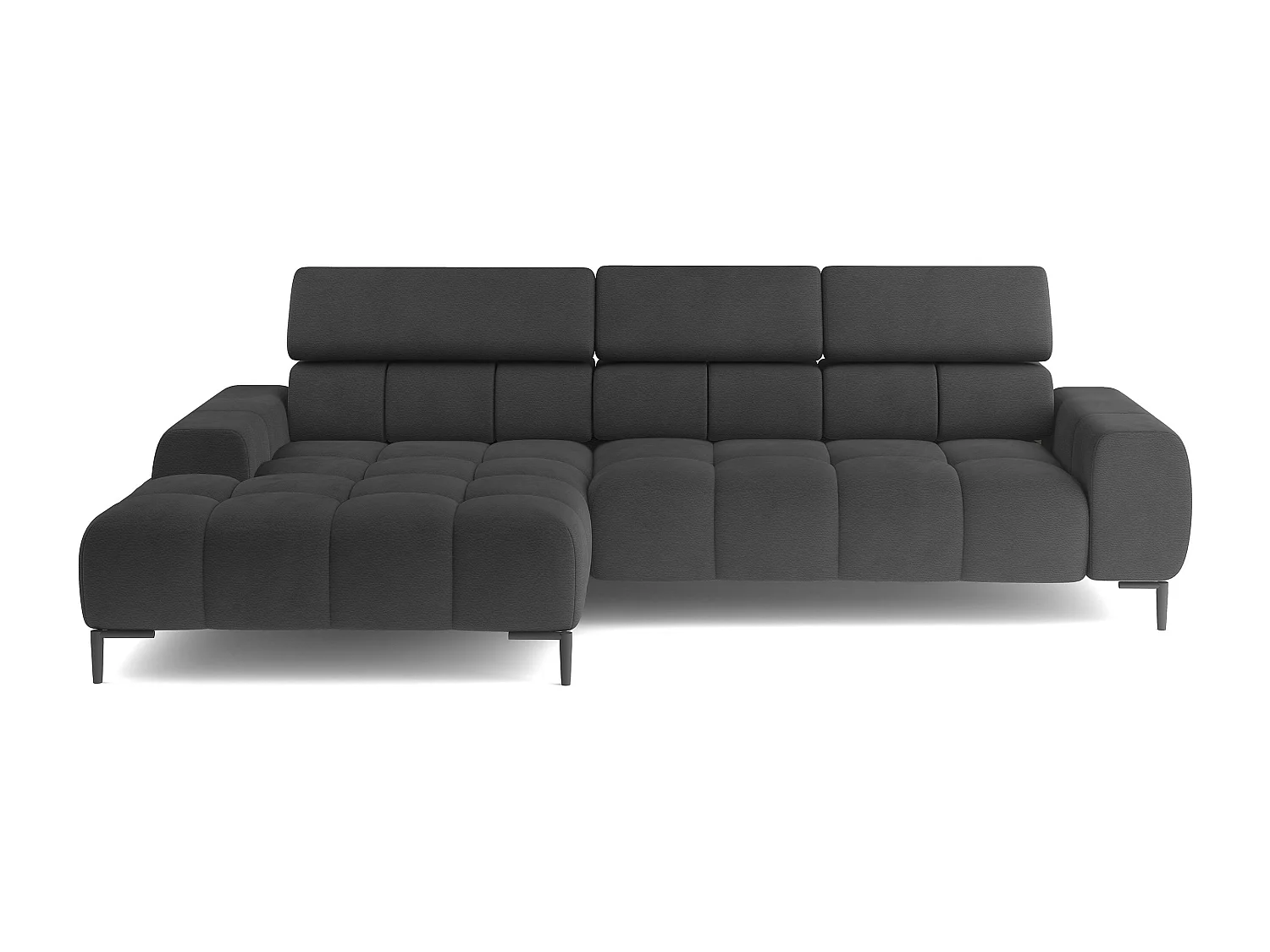 Ecksofa PLAZA Mini Elektrisch verstellbar 270x177cm | Beige Solar, Schwarz, Rechts