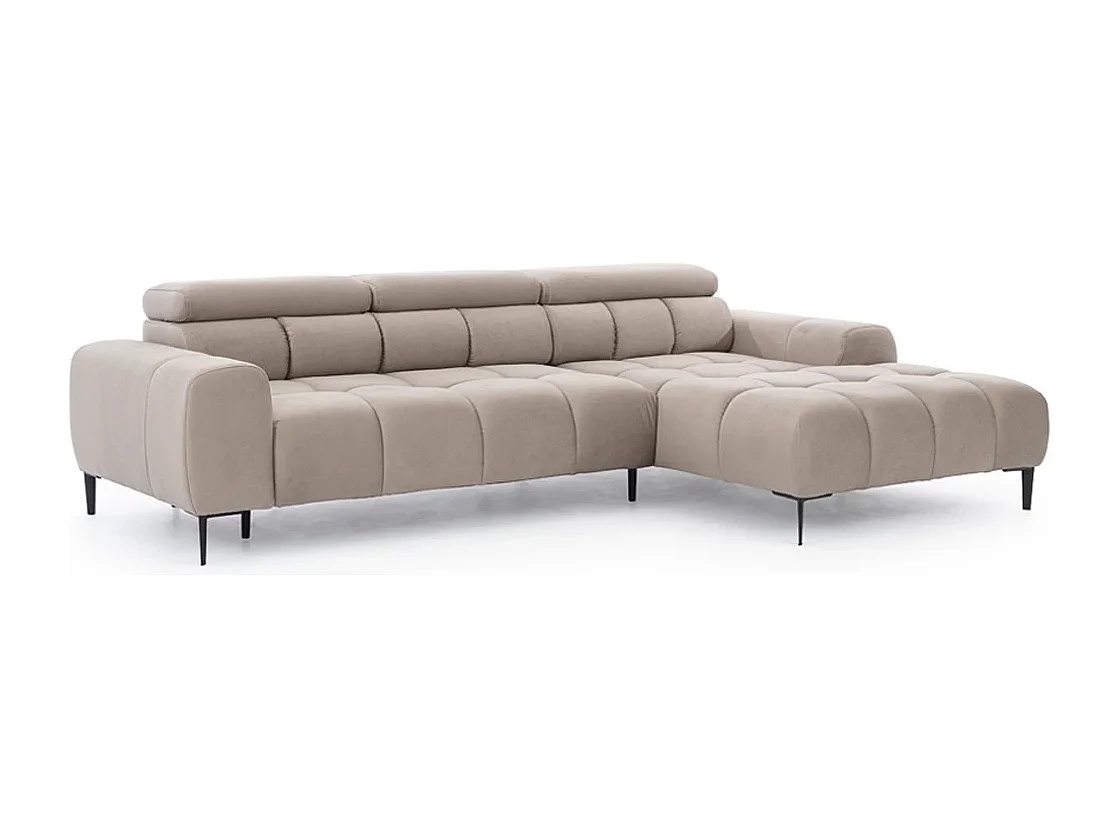 Ecksofa PLAZA Mini Elektrisch verstellbar 270x177cm | Beige Solar, Schwarz, Rechts