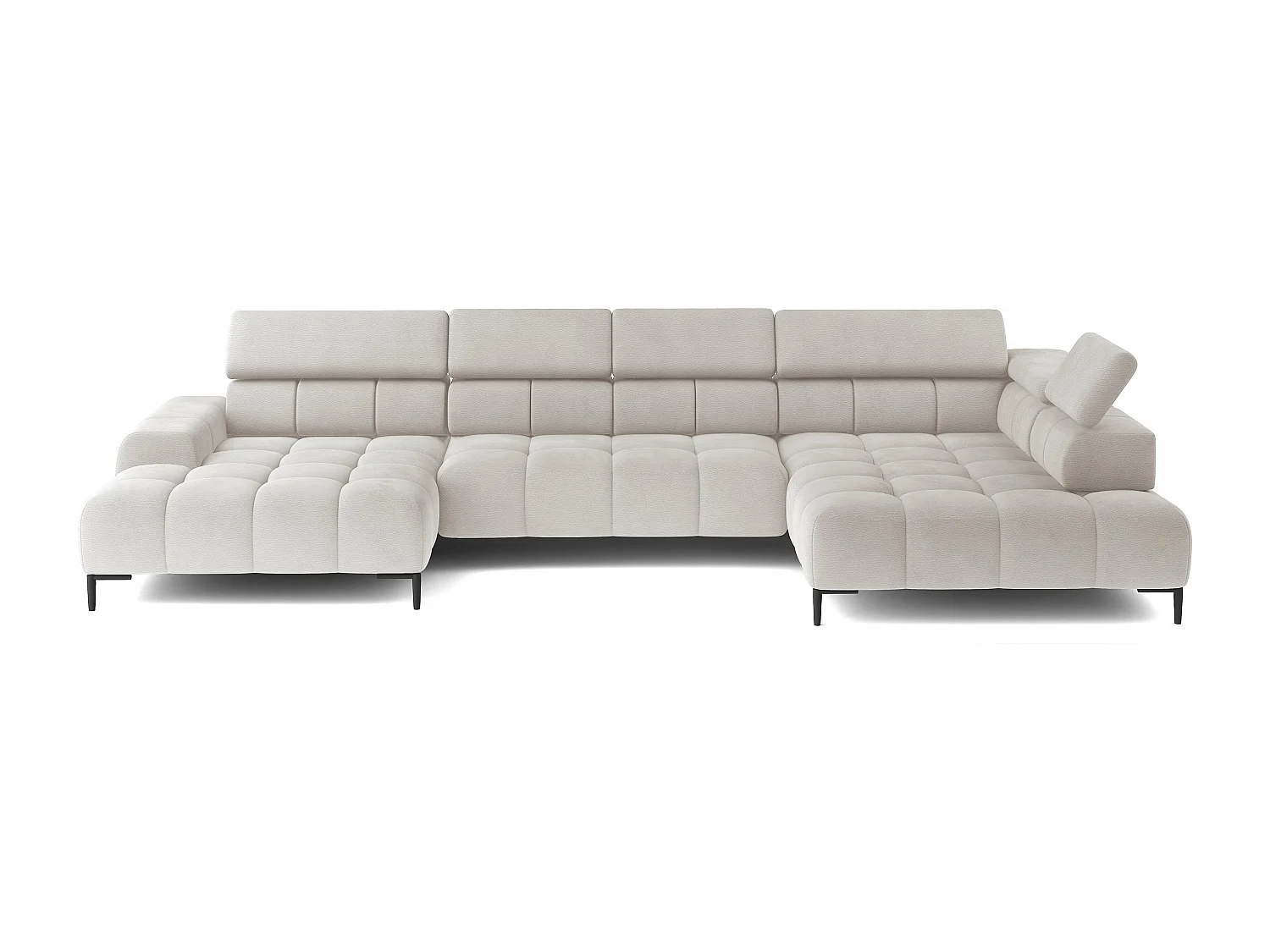 Canapé d'Angle PLAZA XL Relaxation Électrique 385x216cm | Blanc Solar B, Gauche