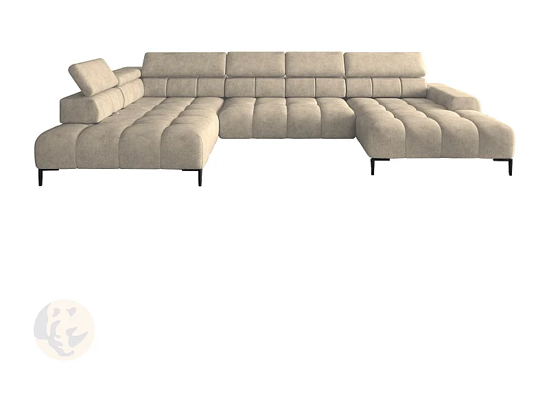 Canapé d'Angle PLAZA XL Relaxation Électrique 385x216cm | Salvador Water Repellent, Crème, Gauche