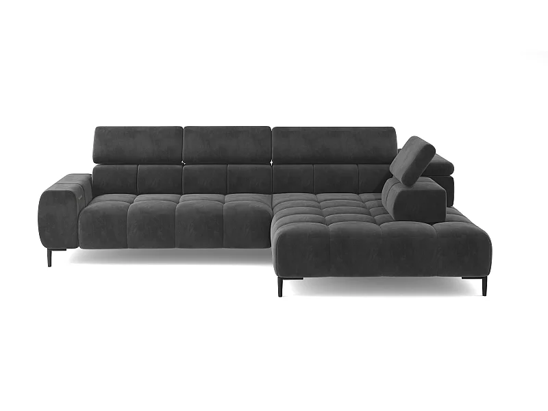 Canapé d'Angle DOMO-HOME PLAZA L Réglage Électrique 300x216cm | Noir Mat Velvet, Gauche