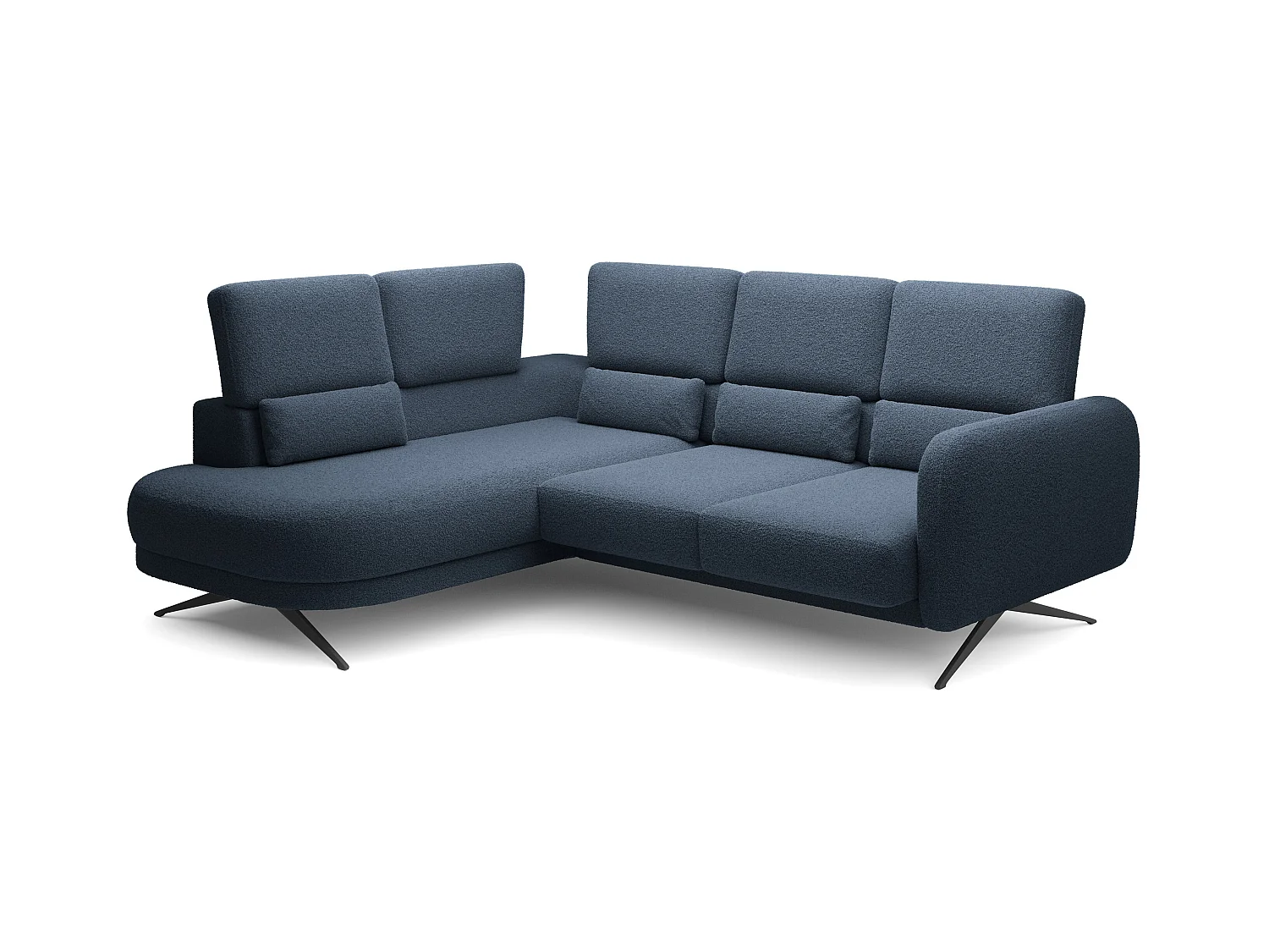Ecksofa ILUSIO L mit Schlaffunktion, 250x205cm, verstellbarer Rückenlehne, hochwertigen Materialien, Farbe blau, links