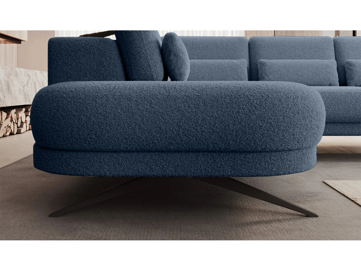 Ecksofa ILUSIO L mit Schlaffunktion, 250x205cm, verstellbarer Rückenlehne, hochwertigen Materialien, Farbe blau, links