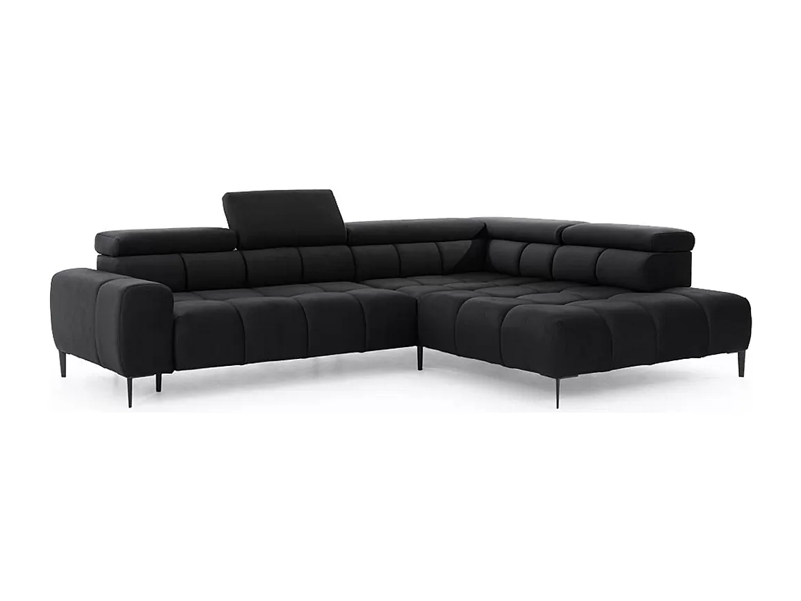 Hoekbank DOMO-HOME PLAZA L Electric uitvoering 300x216cm | Solar Zwart, Rechts