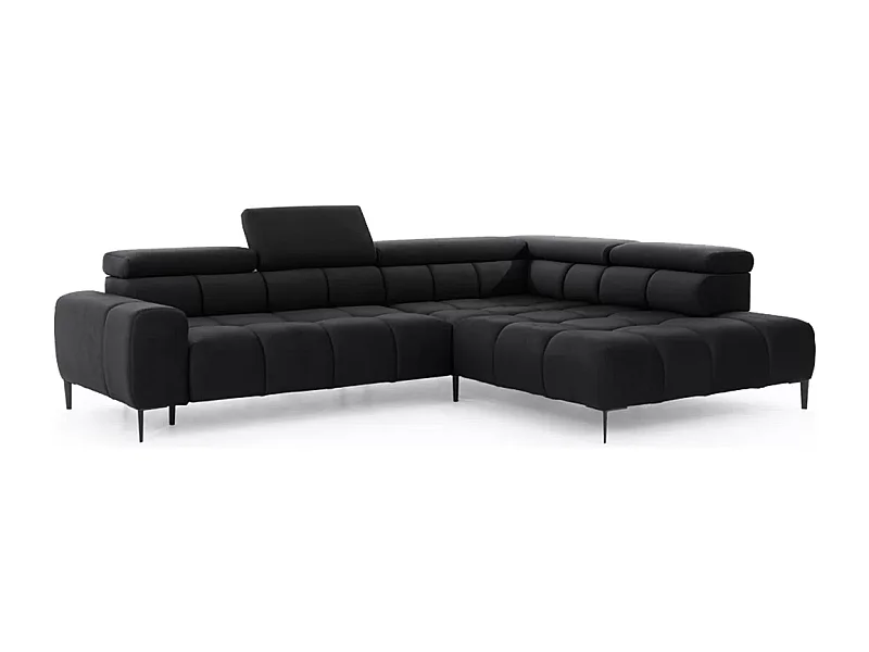 Canapé d'Angle DOMO-HOME PLAZA L Réglage Électrique 300x216cm | Noir Solar, Droit