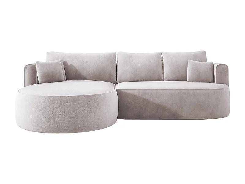 FIORE Canapé d'angle convertible moderne avec fonction sommeil, canapé avec pliage automatique, canapé, canapé-lit GAUCHE 284x183x82cm blanc sale