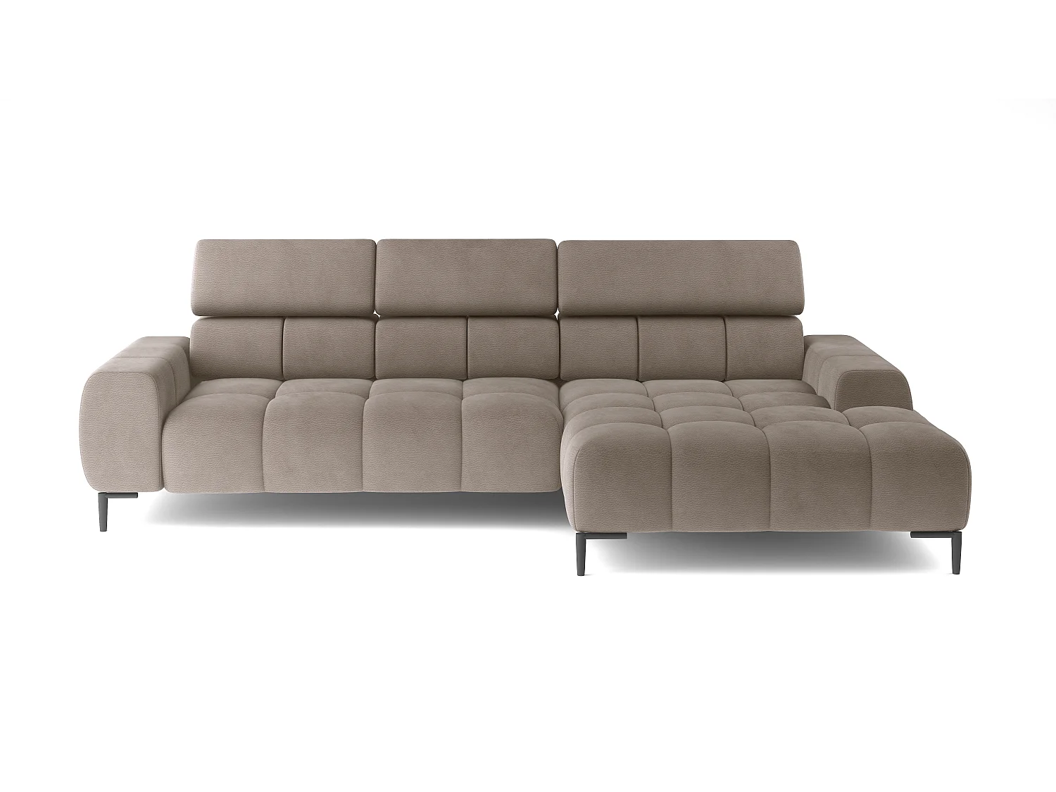 Canapé d'Angle PLAZA Mini Réglage Électrique 270x177cm | Beige Solar, Marron Clair, Gauche