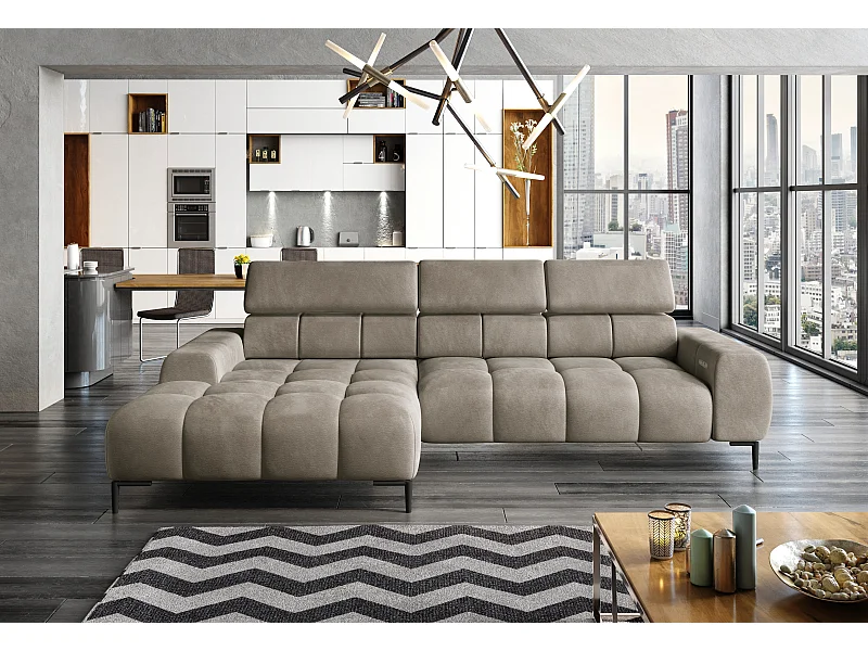 Hoekbank PLAZA Mini Elektrisch 270x177cm | Solar Beige, Lichtbruin, Links