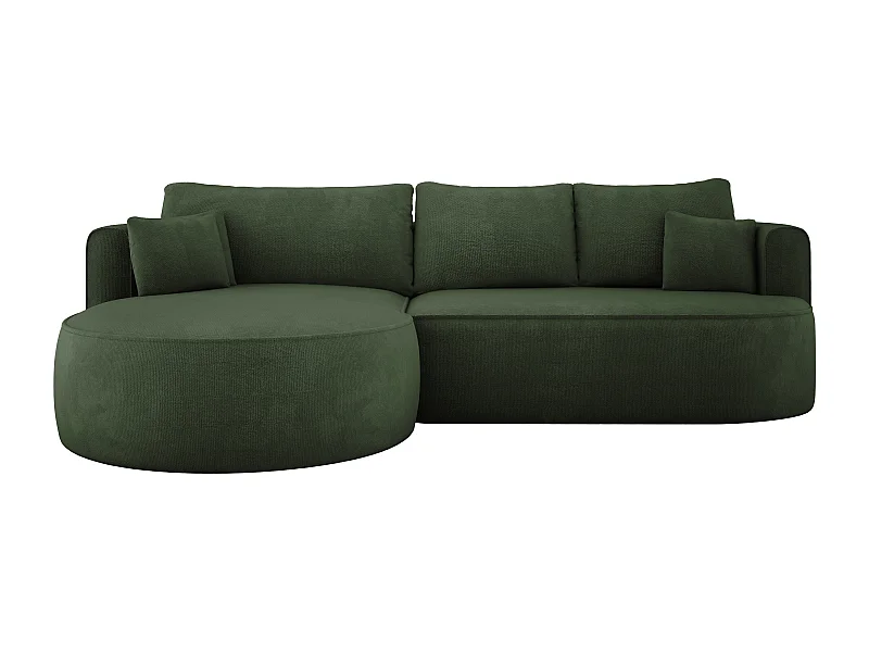 Eck-Convertiblesofa FIORE mit Aufstehautomatik, Schlaffunktion, links 284x183x82 cm, dunkelgrün