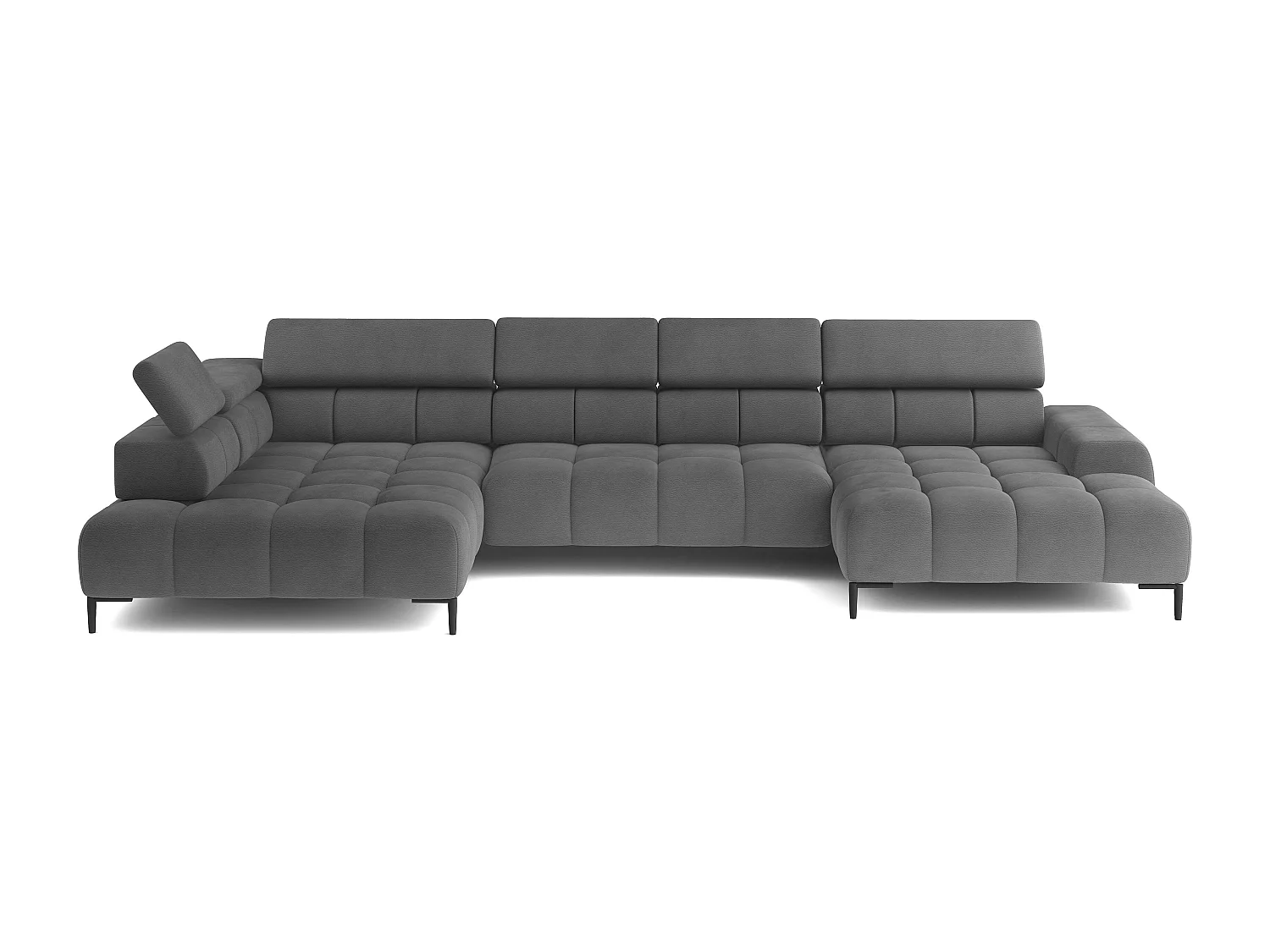 Canapé d'Angle PLAZA XL Relaxation Électrique 385x216cm | Noir Clair Solar, Gauche