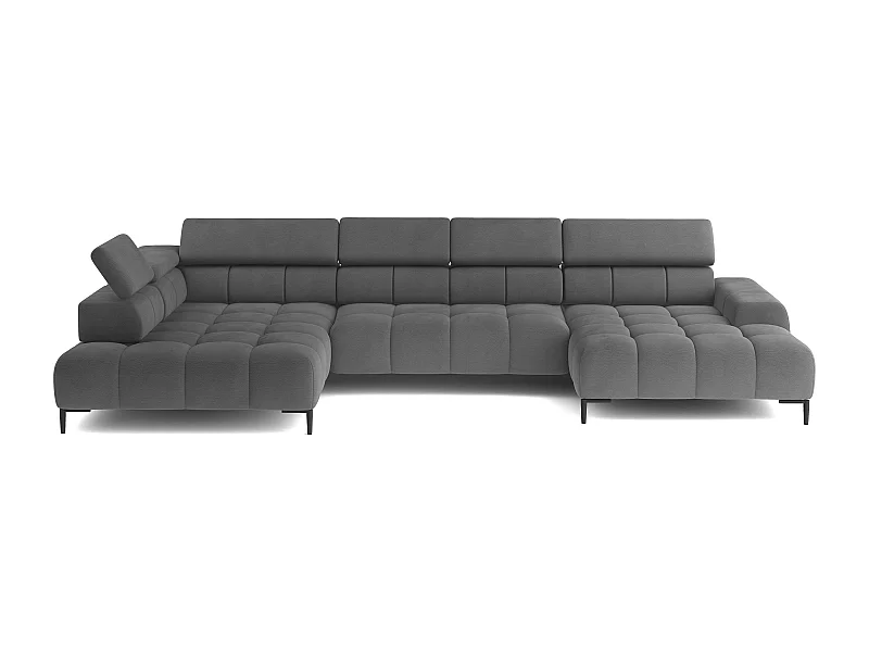 Canapé d'Angle PLAZA XL Relaxation Électrique 385x216cm | Noir Clair Solar, Gauche