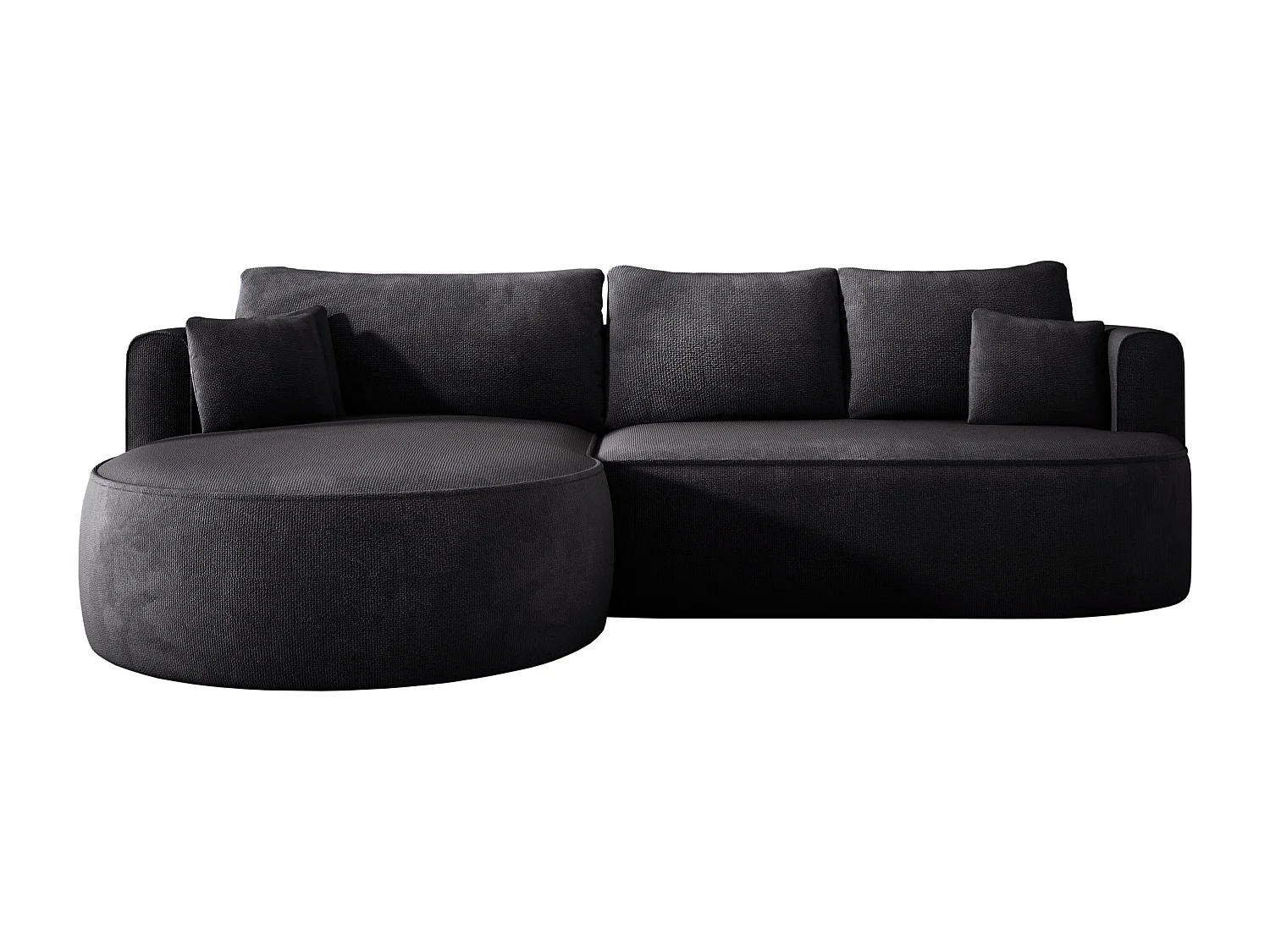 Ecksofa FIORE - umwandelbar mit automatischer Öffnung, Hochelastikschaum, modernes Design, links 284x183x82 cm, schwarz