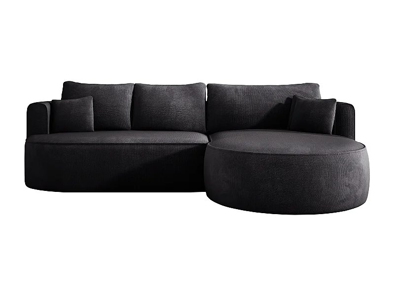 Canapé d'angle convertible FIORE avec ouverture automatique, couchage, droite 284x183x82 cm, noir