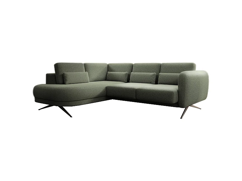 Ecksofa ILUSIO L mit Schlaffunktion, 250x205cm, verstellbarer Rückenlehne, hochwertigen Materialien, Farbe dunkelgrün, links