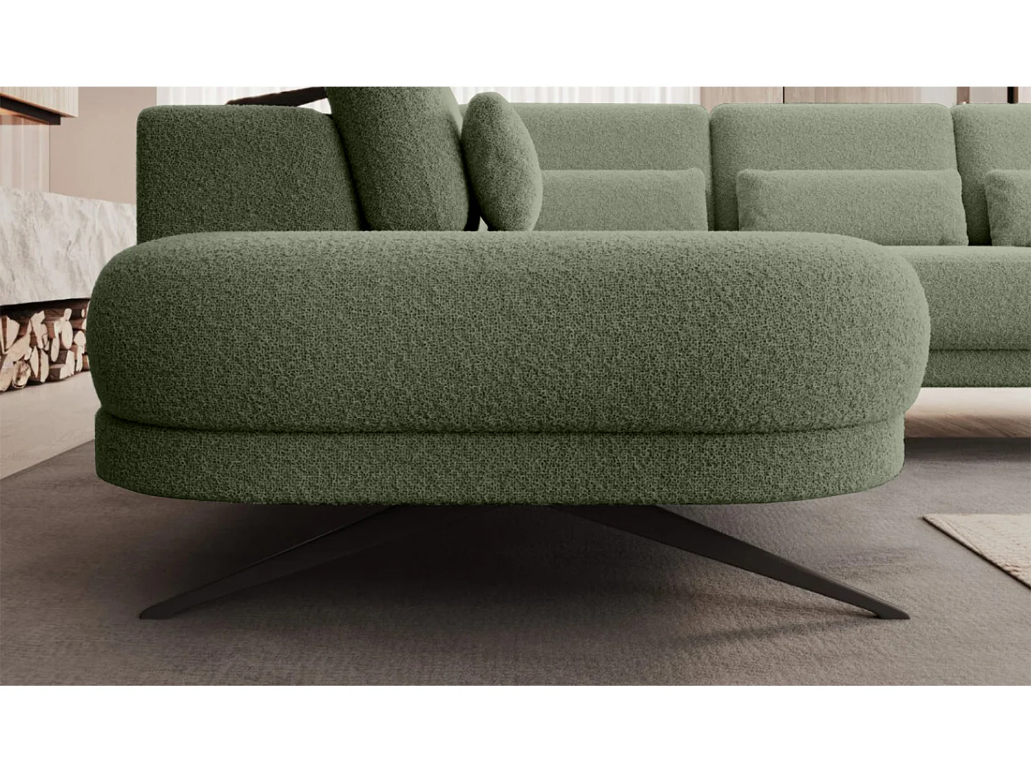 Hoekbank ILUSIO L met slaapfunctie, 250x205cm, verstelbare rugleuning, hoogwaardige materialen, kleur donkergroen, links