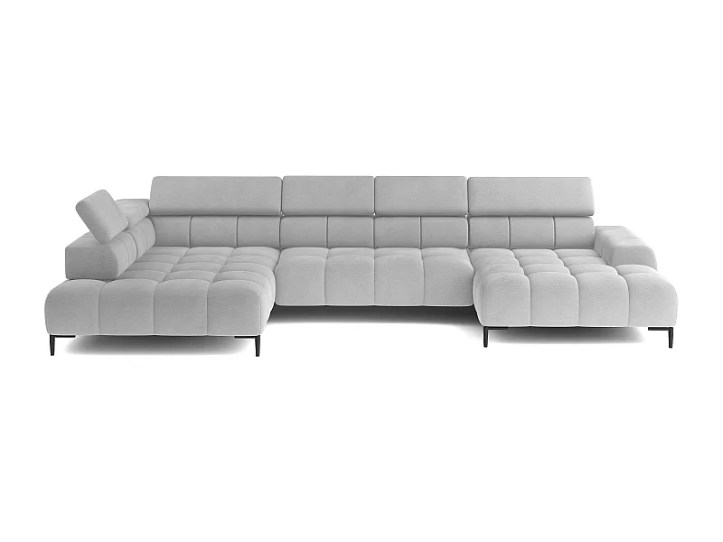Narożna sofa PLAZA XL – elektryczna, 385x216 cm, kolor Biały Solar, układ lewy