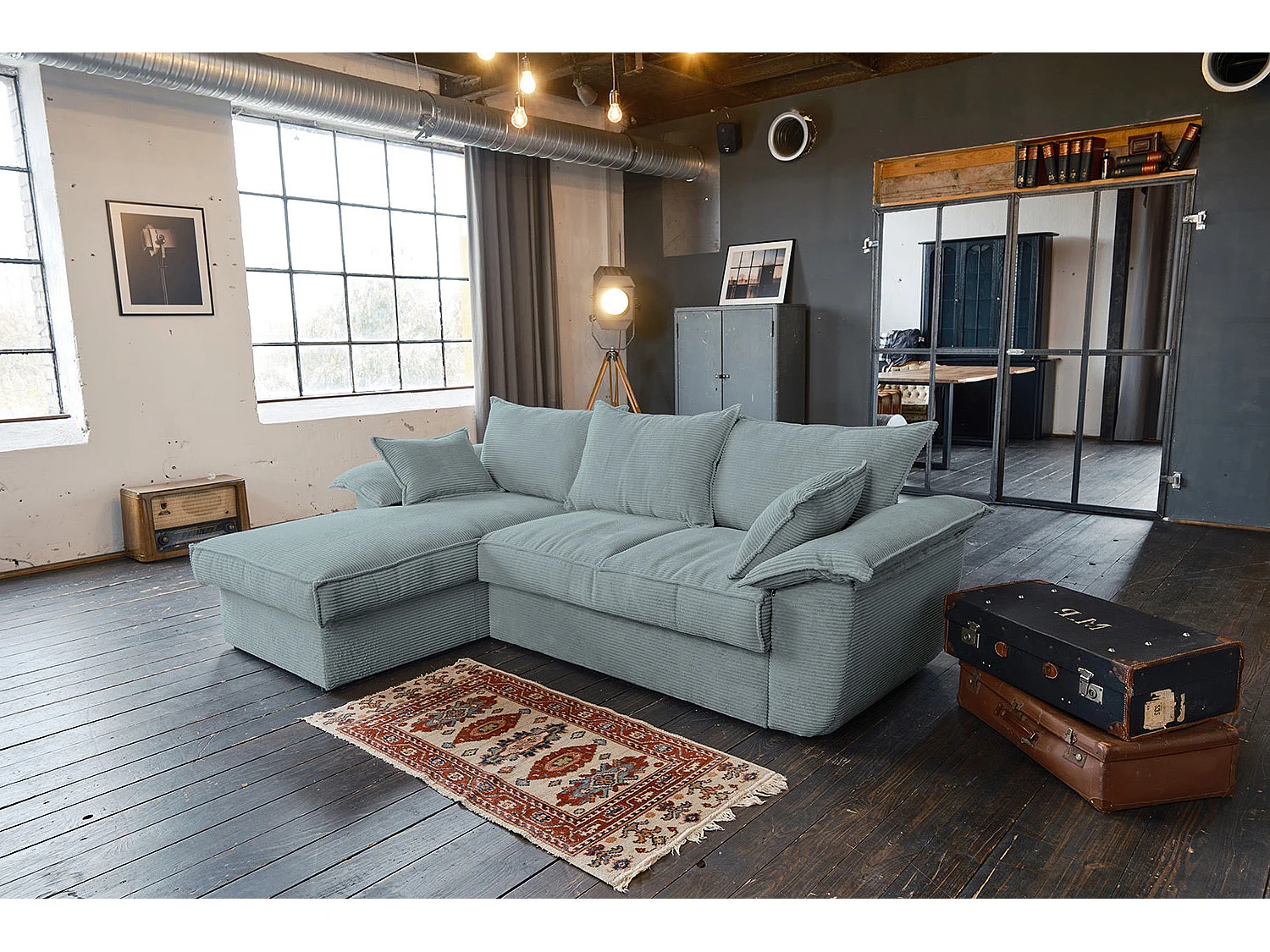 Hoekbank - Lichtblauw Koord - ASOKA