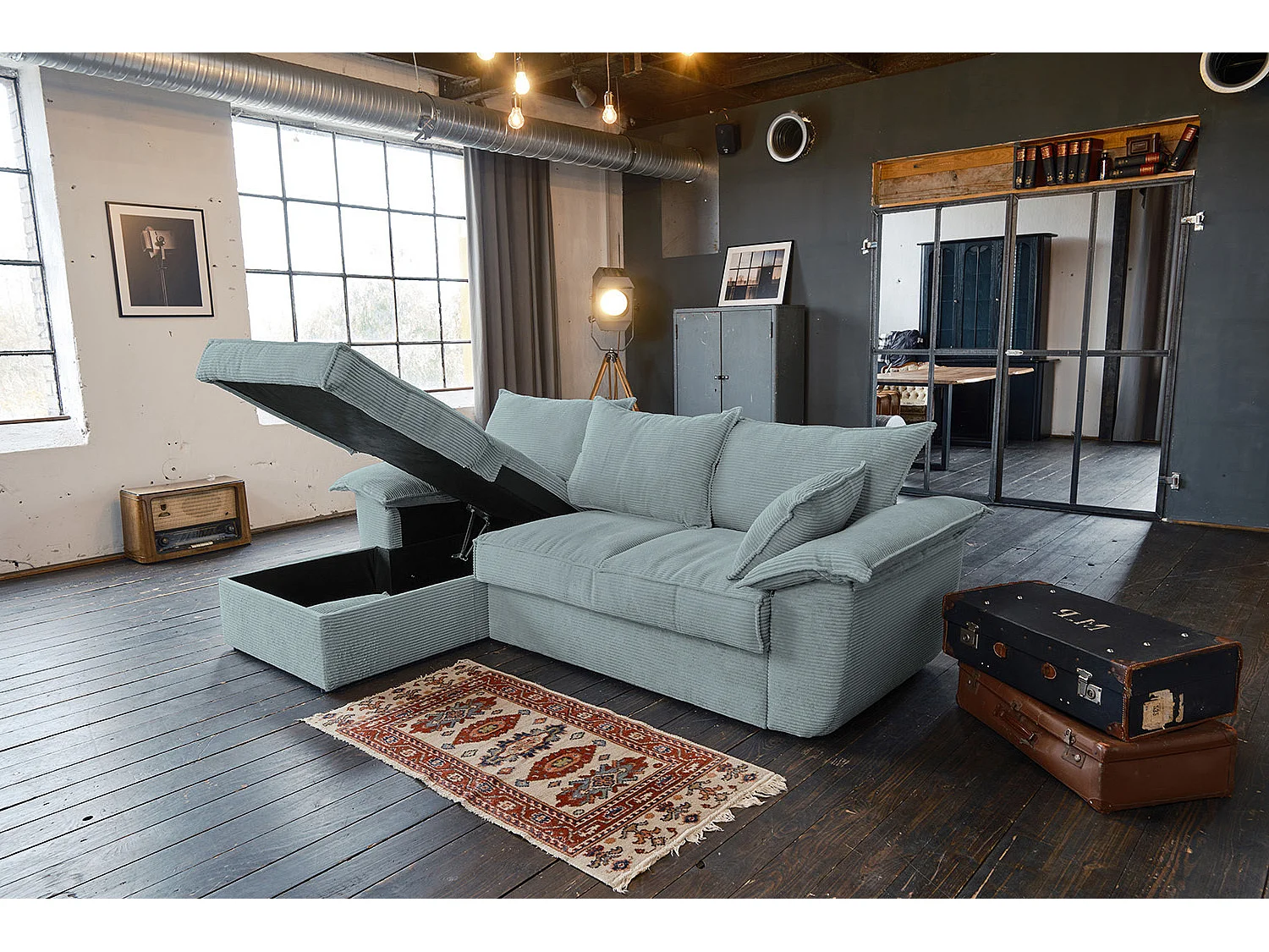 Hoekbank - Lichtblauw Koord - ASOKA