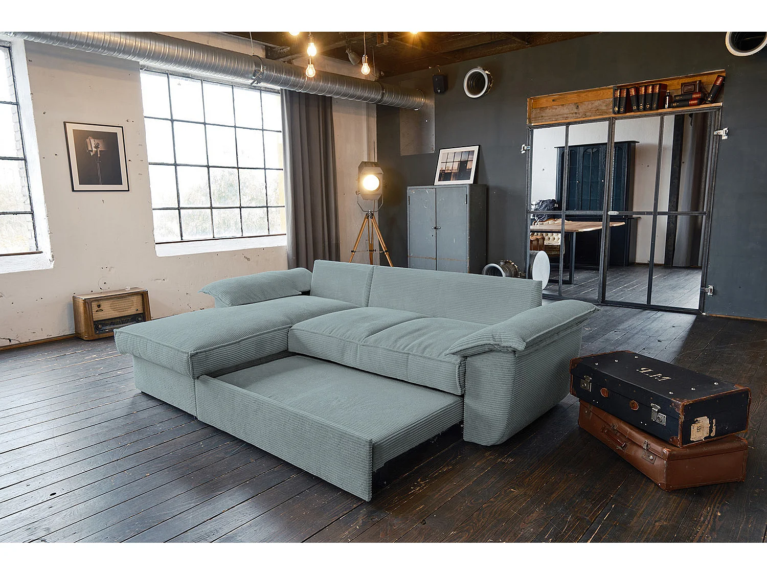 Hoekbank - Lichtblauw Koord - ASOKA