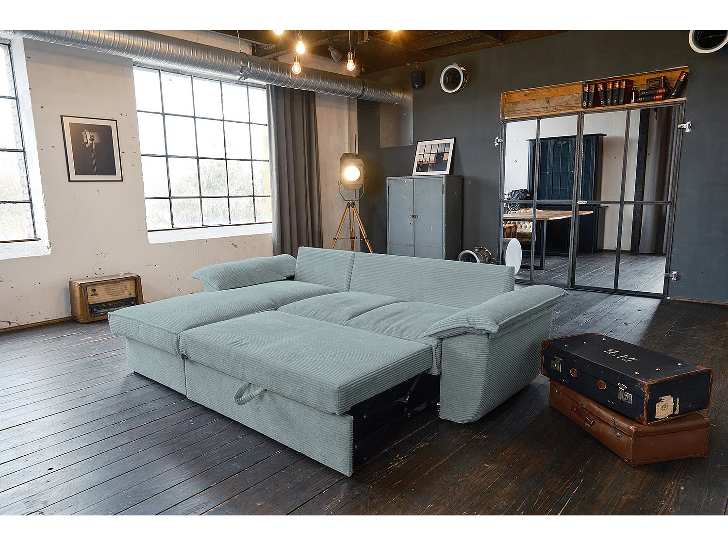 Hoekbank - Lichtblauw Koord - ASOKA