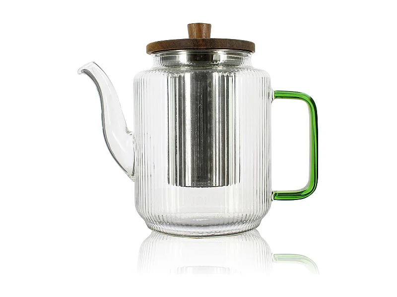 Ogo Living - Theiere Karl 1200ml En Verre Borosilicate Anse Jade