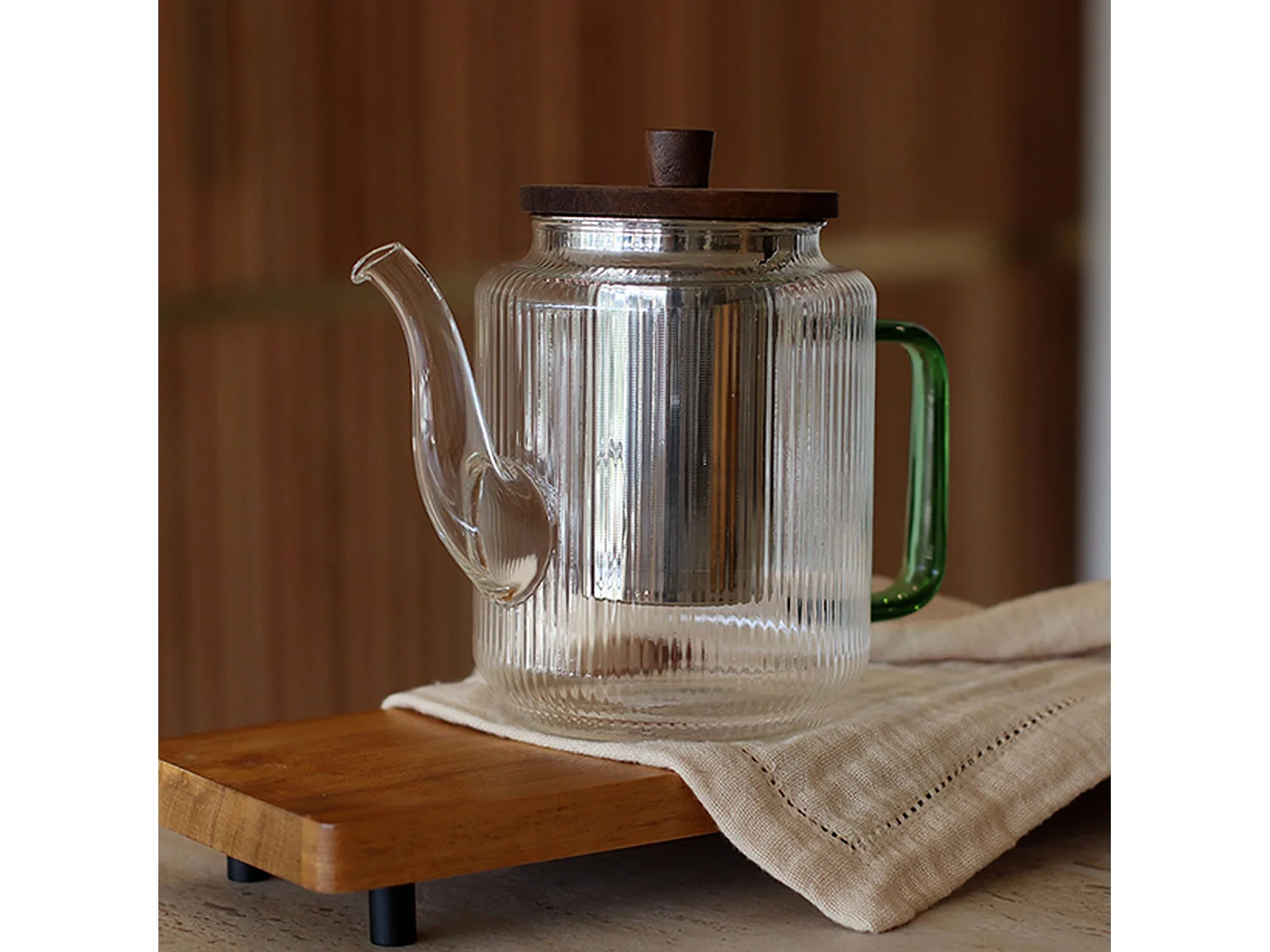 Ogo Living - Théière Karl 1200ml En Verre Borosilicate Anse Jade
