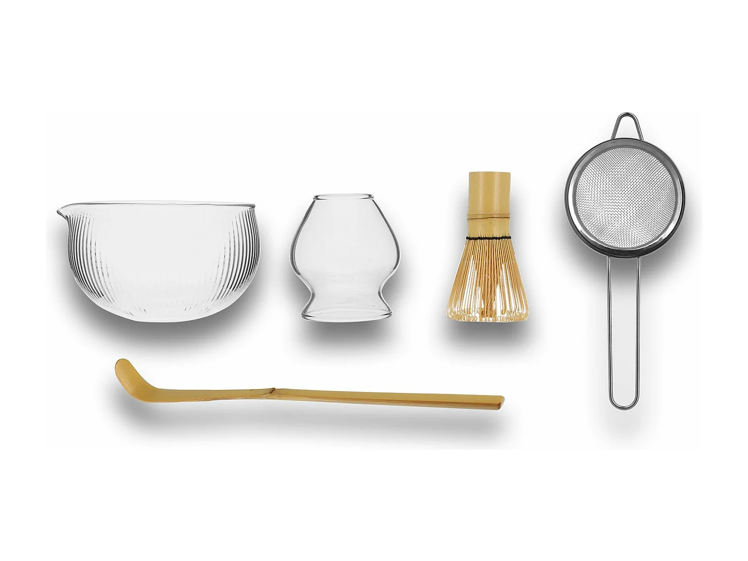 Ogo Living - Coffret Matcha  6 Pieces En Bambou Et Verre Transparent