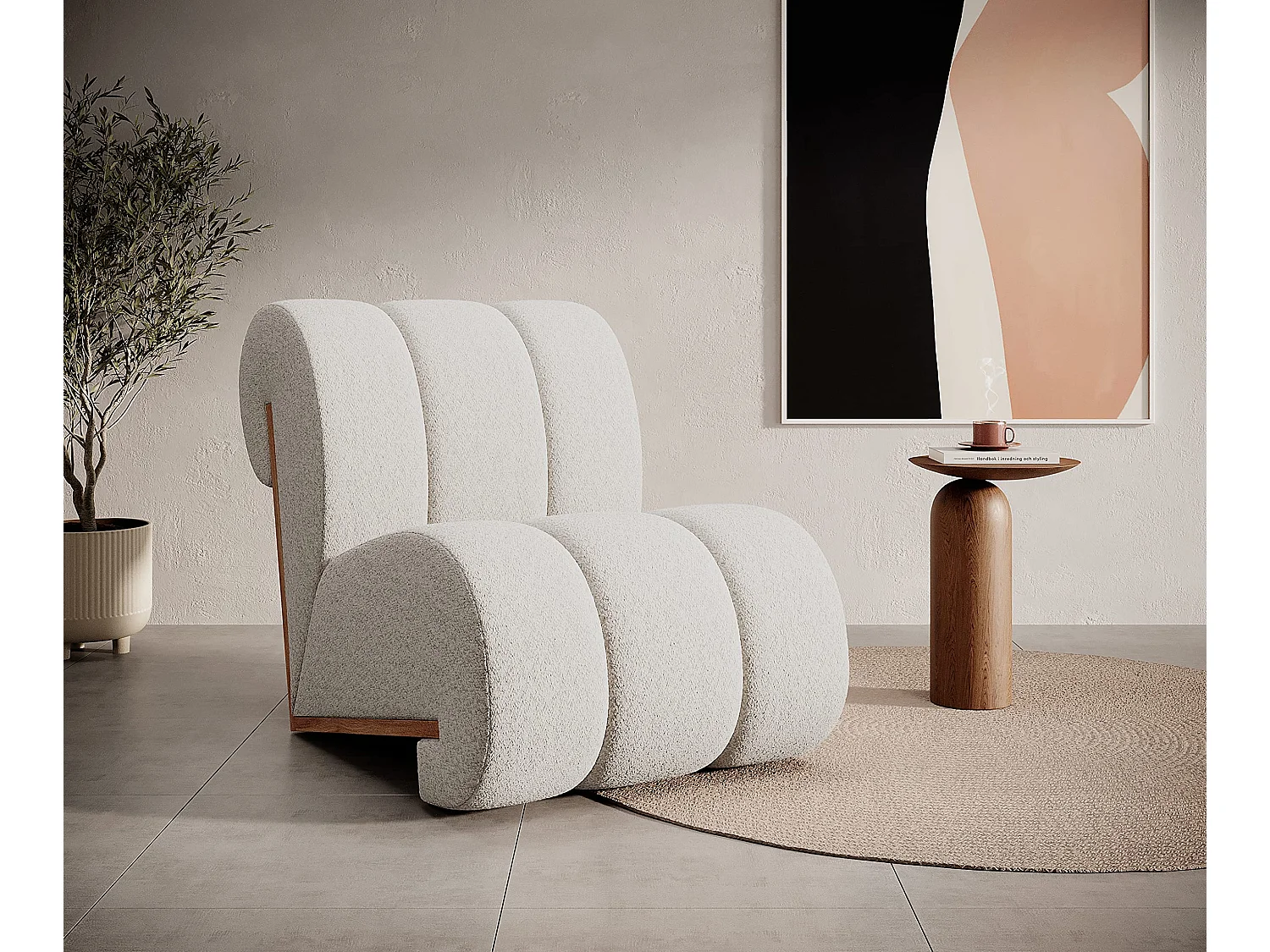 Sessel CATCH ME, Bequeme Polsterung, 3D-Gewebe, Hohe Festigkeit, Holzdetails, Weiße Farbe