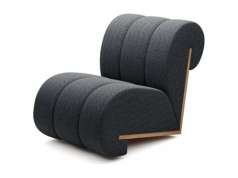 Fauteuil CATCH ME, Rembourrage confortable, Tissu 3D, Haute résistance, Détails en bois, Couleur noire