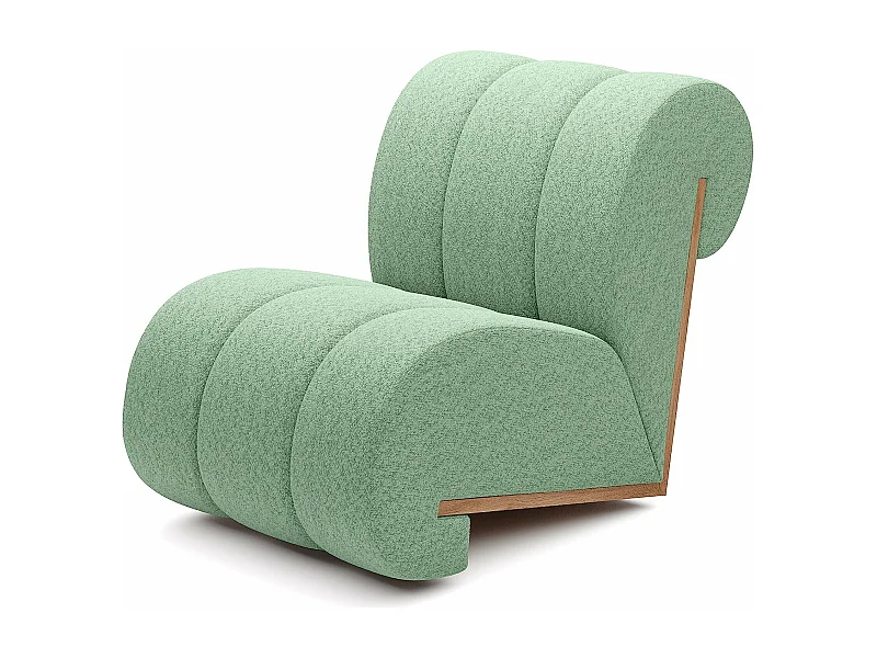 CATCH ME fauteuil, Comfortabele bekleding, 3D stof, Hoge weerstand, Houten details, Lichtgroene kleur