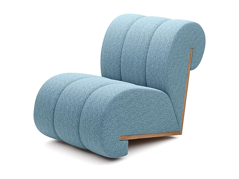 CATCH ME Sessel, Bequeme Polsterung, 3D-Stoff, Hohe Festigkeit, Details aus Holz, Hellblaue Farbe