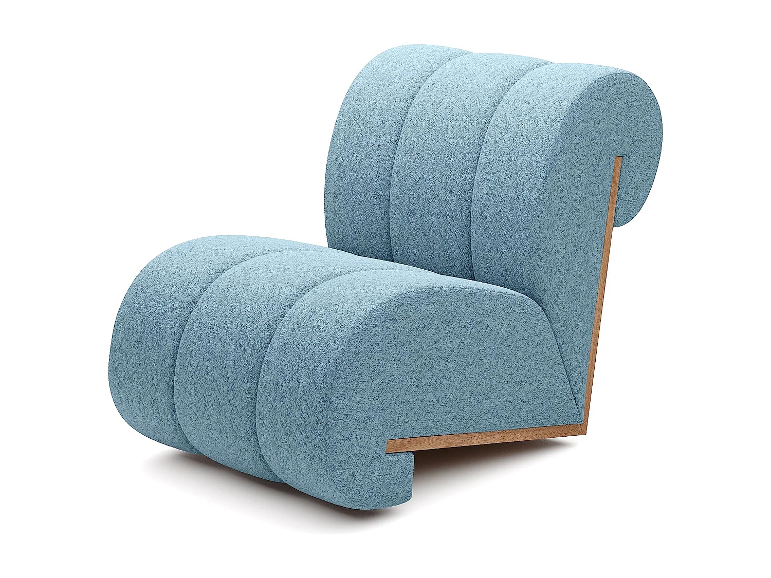 CATCH ME fauteuil, Comfortabele bekleding, 3D stof, Hoge weerstand, Houten details, Lichtblauwe kleur