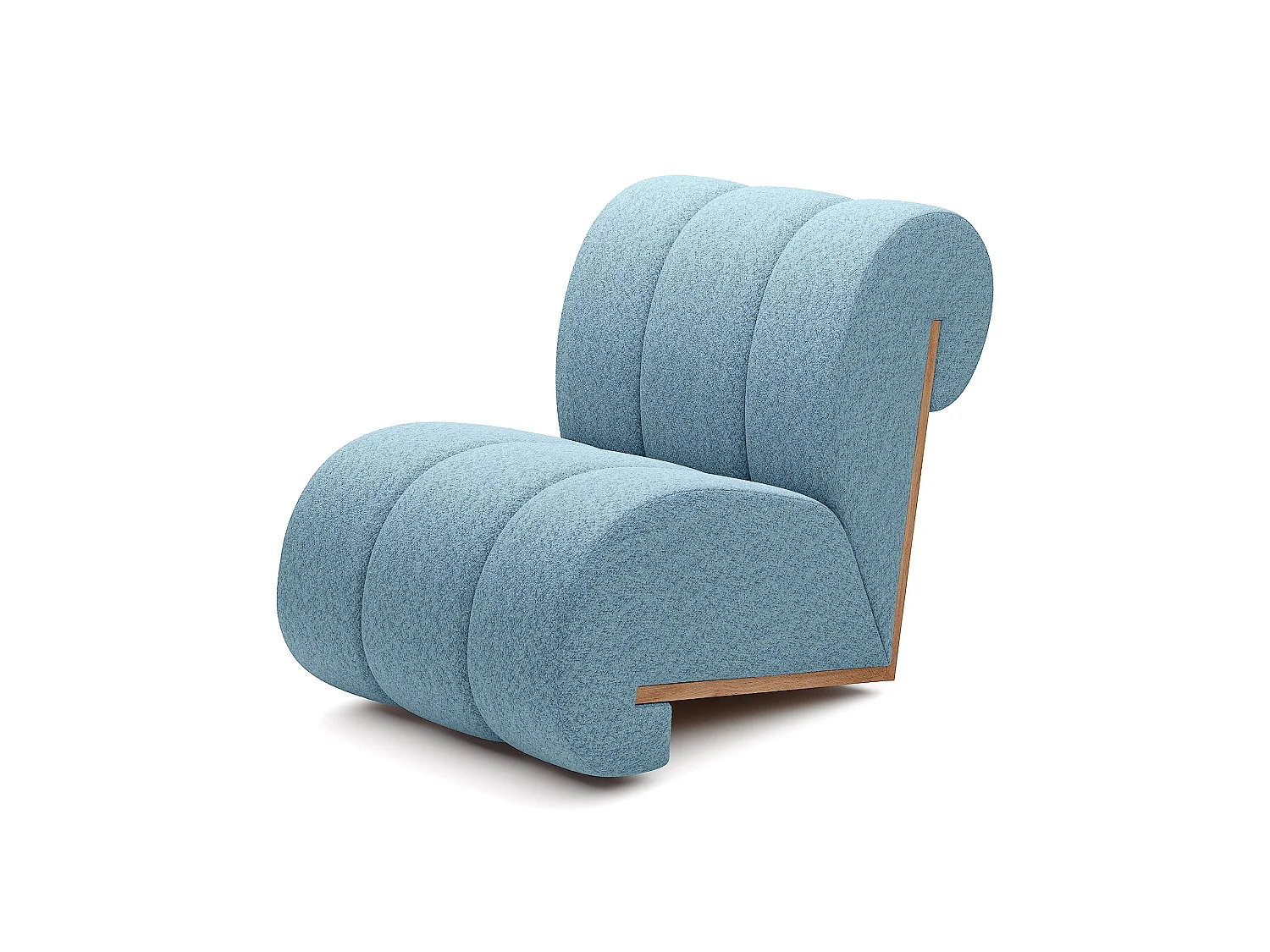 Fauteuil CATCH ME, Rembourrage confortable, Tissu 3D, Haute résistance, Détails en bois, Couleur bleu clair