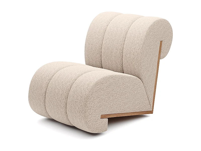 CATCH ME fauteuil, Comfortabele bekleding, 3D stof, Hoge weerstand, Houten details, Crème