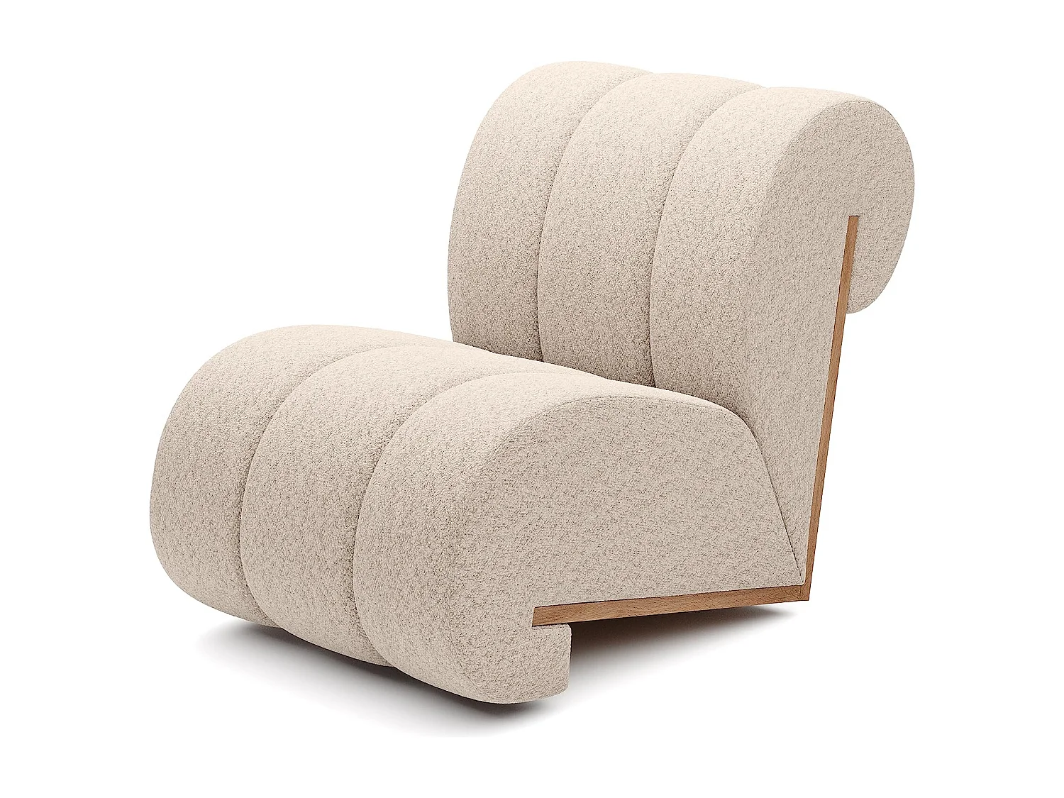 CATCH ME Sessel, Bequeme Polsterung, 3D-Stoff, Hohe Festigkeit, Holzdetails, Cremefarben