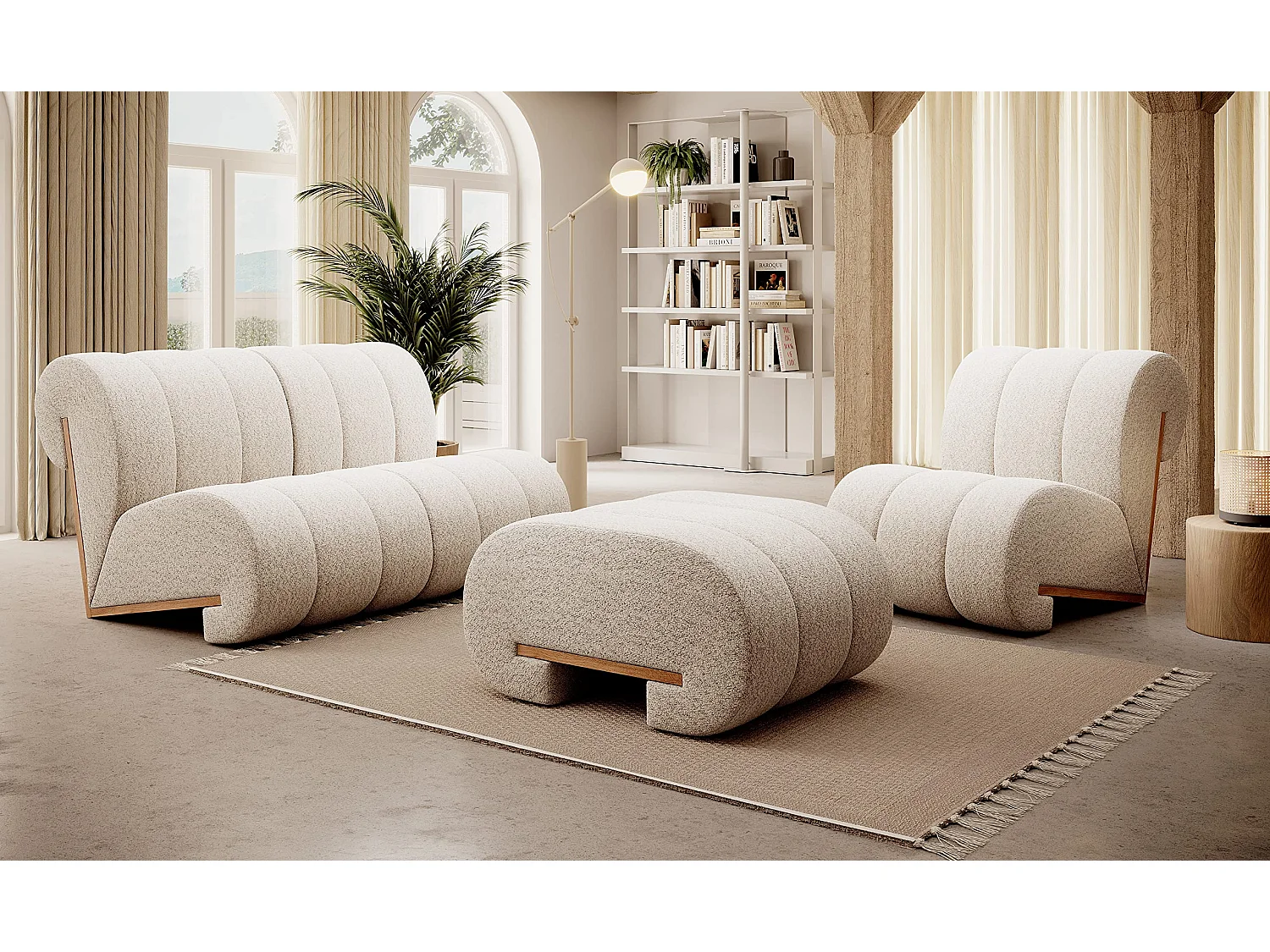 Fauteuil CATCH ME, Rembourrage confortable, Tissu 3D, Haute résistance, Détails en bois, Couleur verte