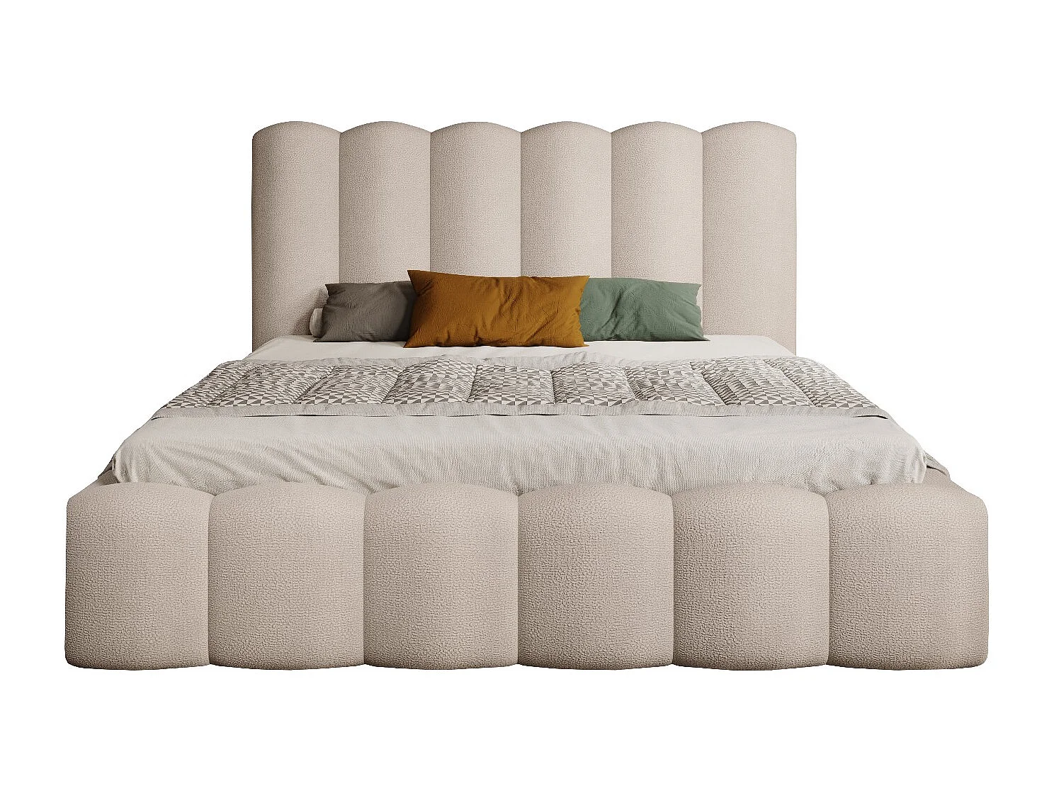 Lit coffre rembourré MONA V DomoHome, tête de lit moderne, tissu Wigo-feeling, 140x200 cm, BEIGE