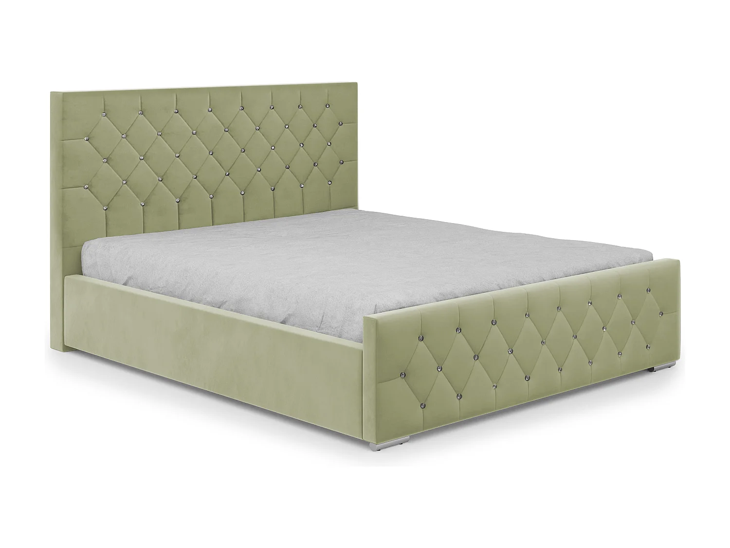 DomoHome - Trwałe łóżko tapicerowane Mona I, nowoczesny design, pojemna skrzynia, łatwa w pielęgnacji tkanina 140x200 cm, seledynowy