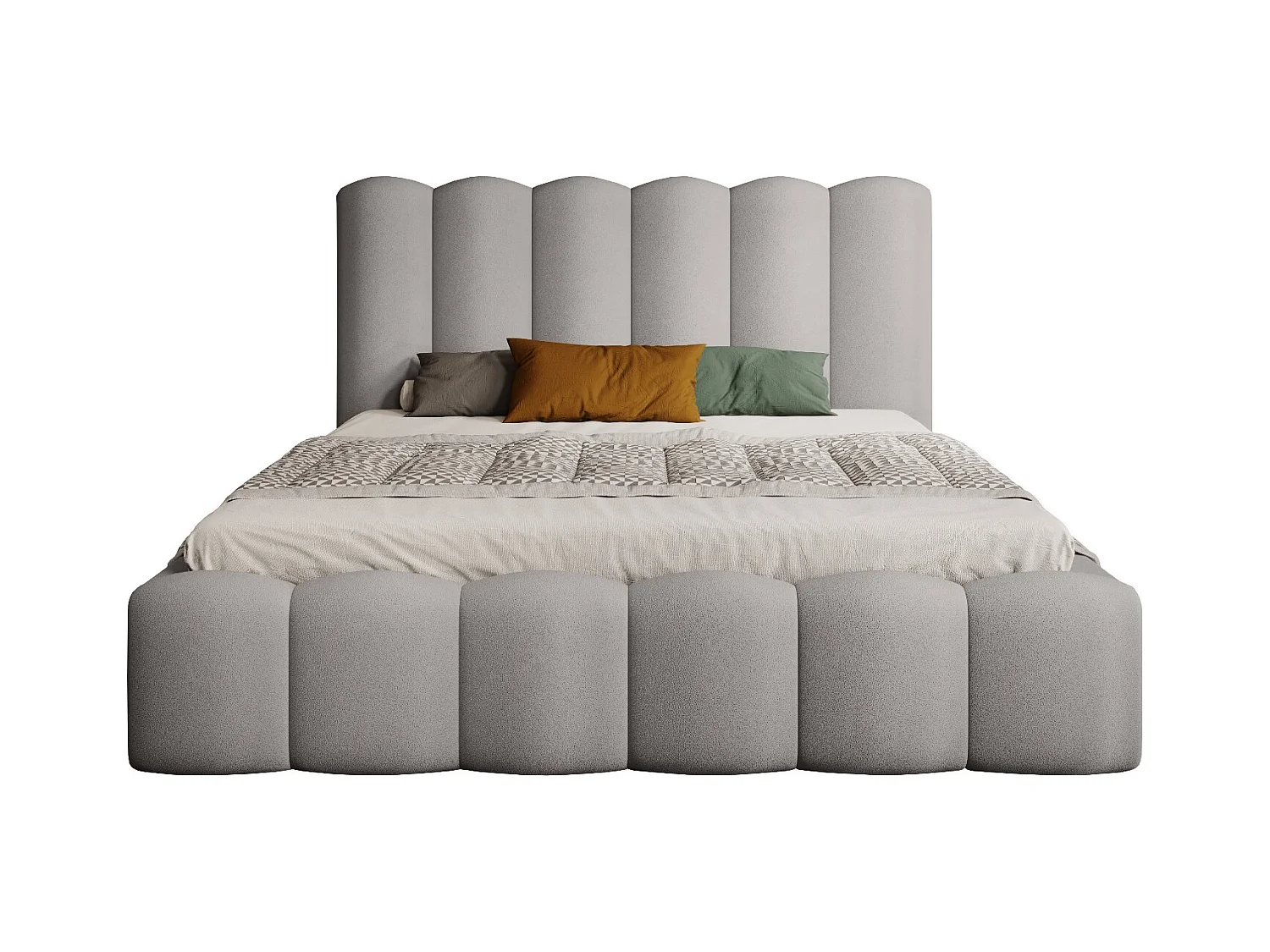 Lit rembourré MONA V DomoHome, cadre moderne avec grand coffre, tissu facile à entretenir, 140x200 cm, FRÊNE