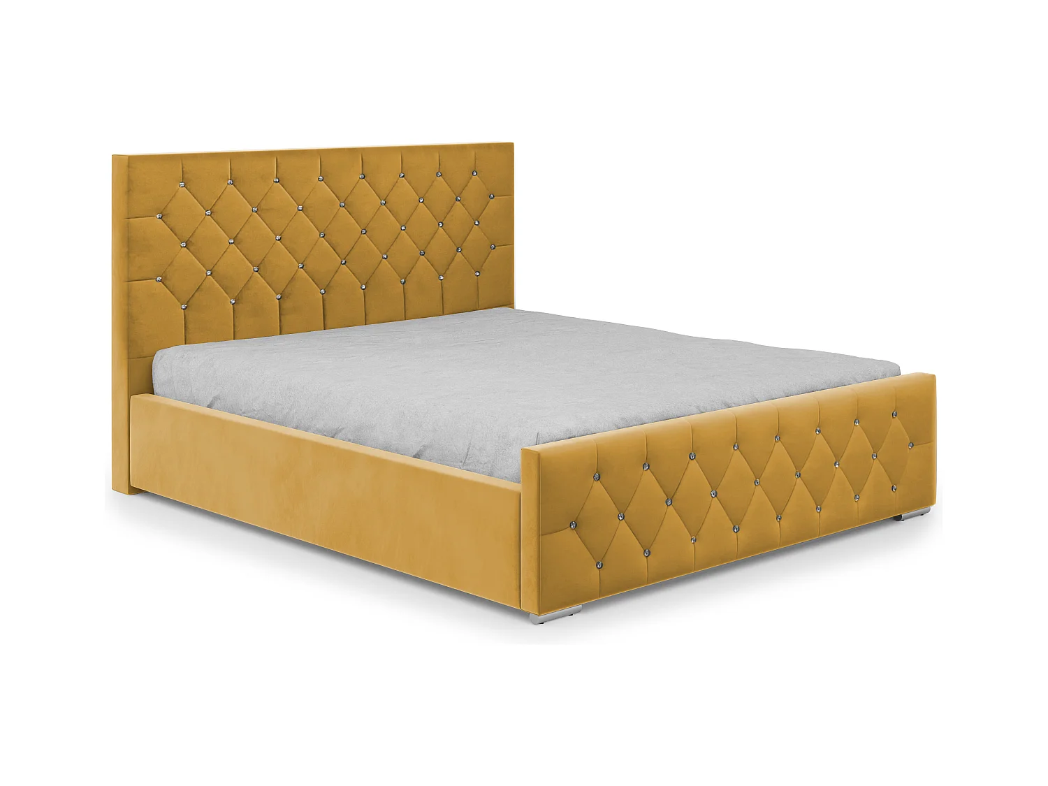 DomoHome - Lit Mona I rembourré moderne, tête de lit élégante, coffre pratique, tissu Abriamo 180x200 cm, jaune