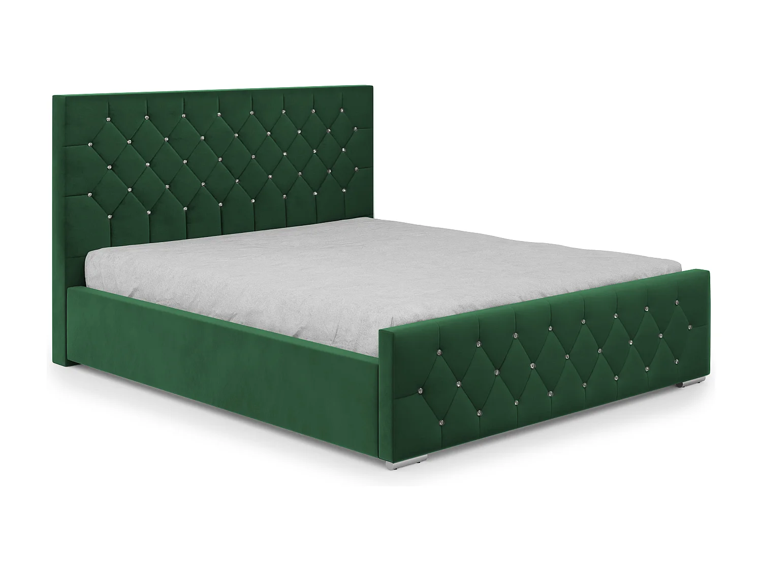 DomoHome - Nowoczesne łóżko tapicerowane Mona I, eleganckie wezgłowie, praktyczna skrzynia, tkanina Abriamo 200x200 cm, zielony