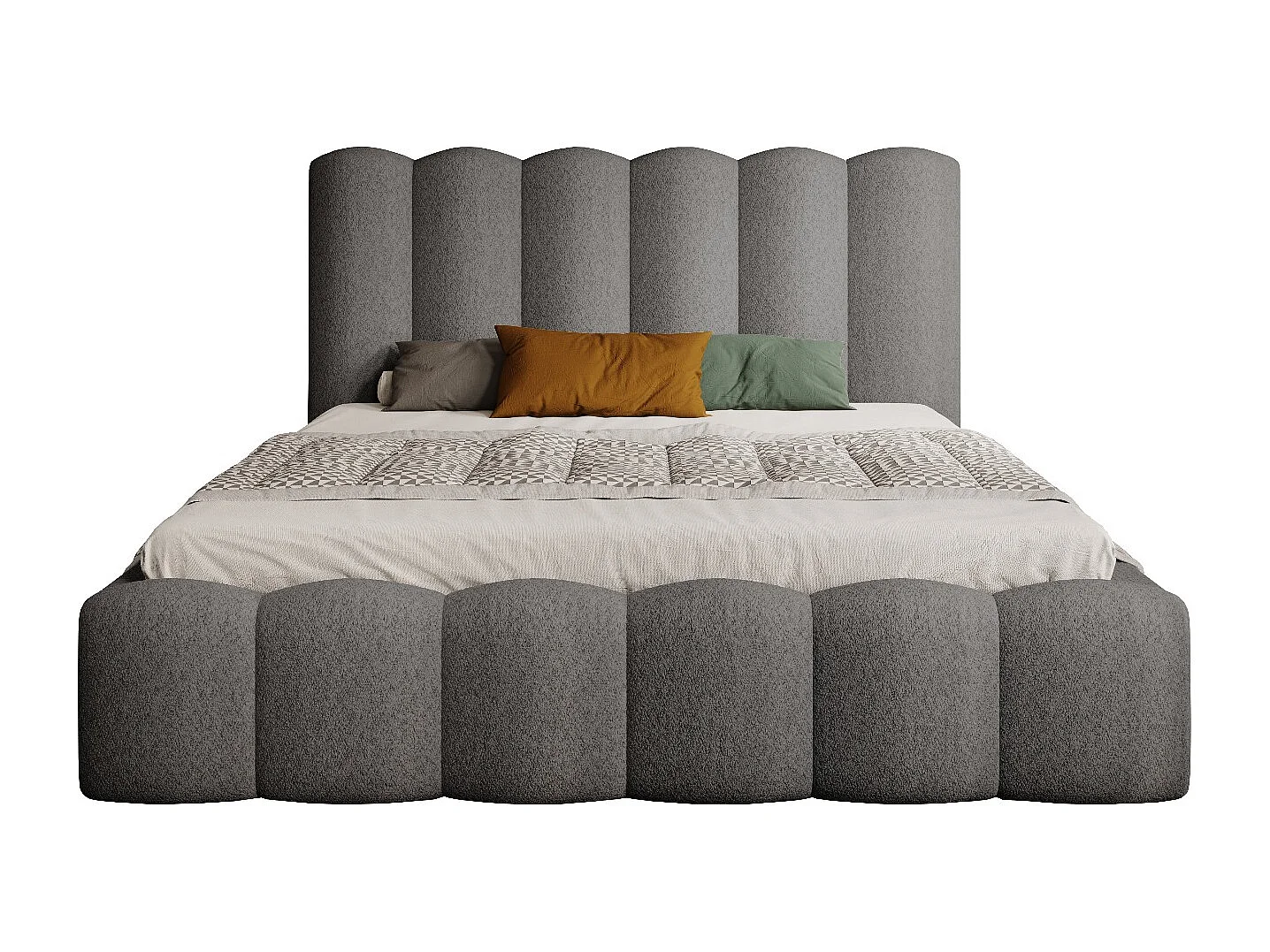 MONA V bedstee DomoHome, modern hoofdbord, zachte en resistente stof, 160x200 cm, GREY