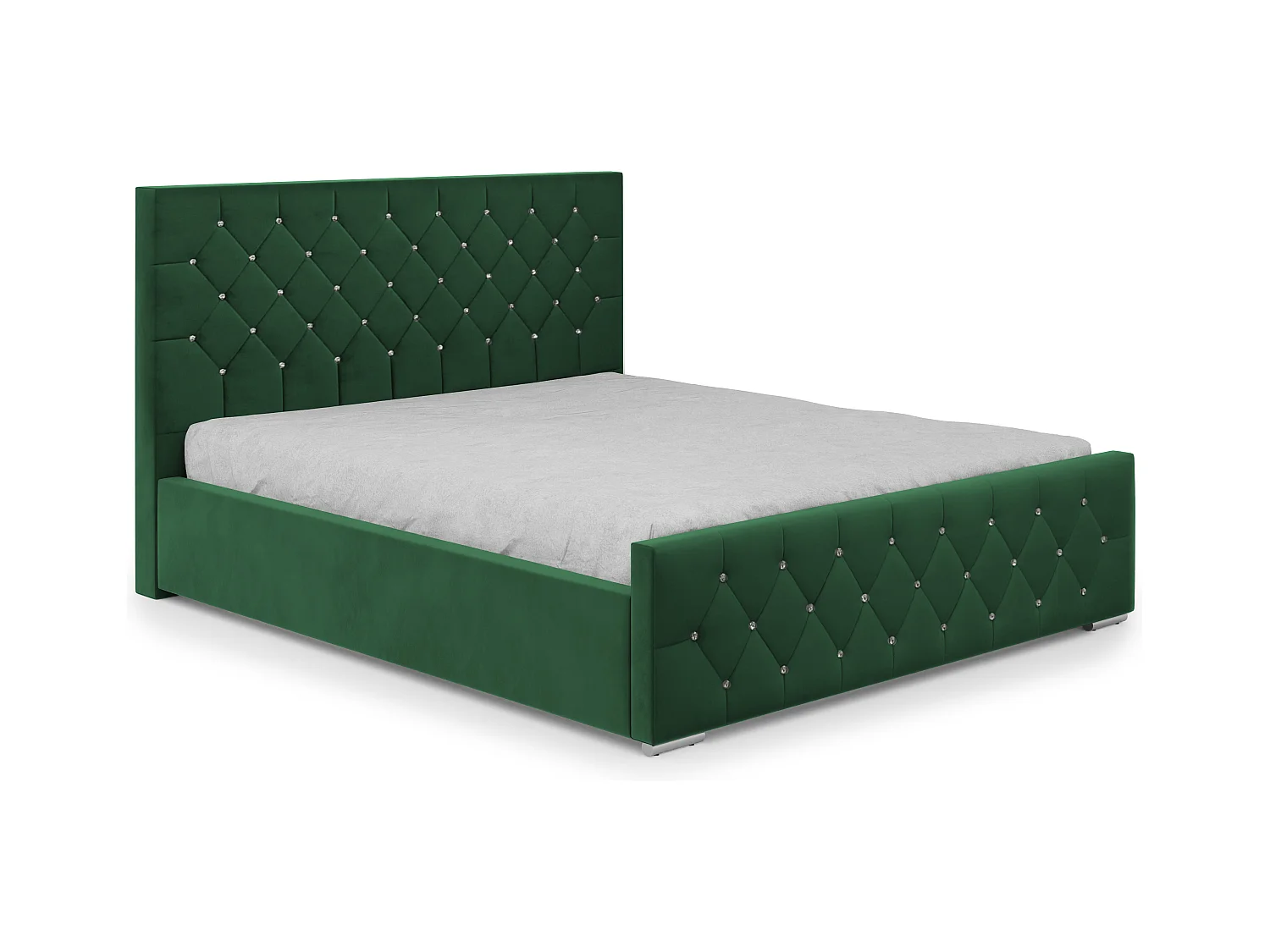 DomoHome - Lit Mona I rembourré durable, design moderne, coffre spacieux, tissu facile d'entretien 160x200 cm, vert