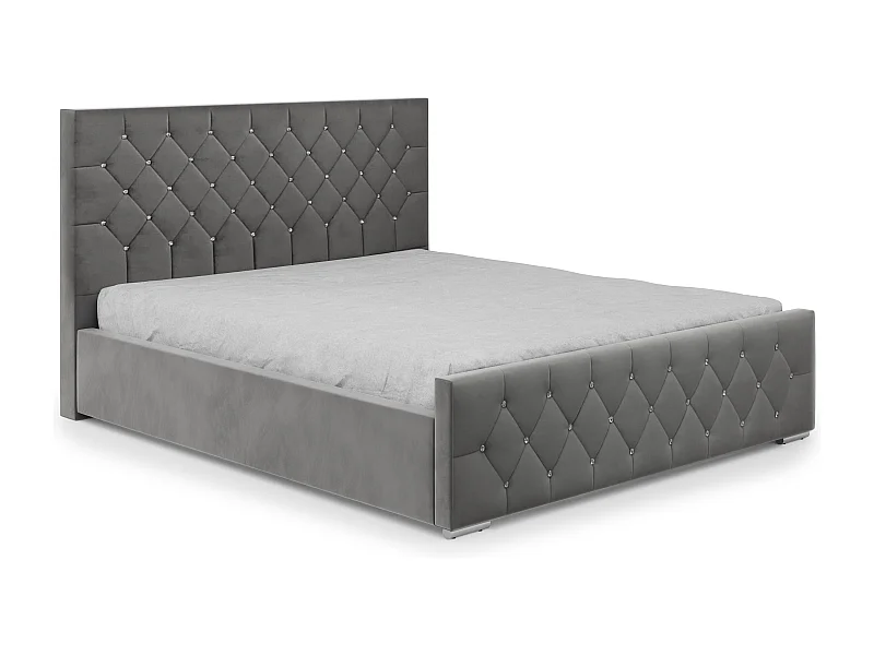 DomoHome - Lit Mona I rembourré durable, design moderne, coffre spacieux, tissu facile d'entretien 180x200 cm, frêne