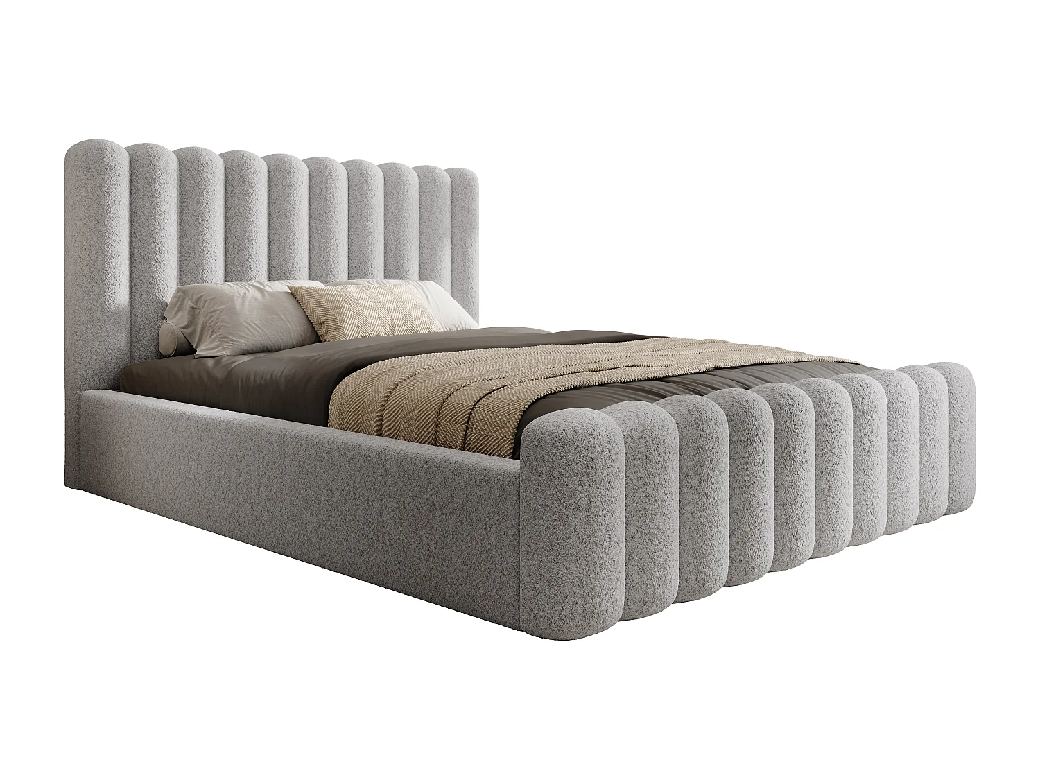 Mona VII bedstee DomoHome, decoratief halfhoogslaper design, hoogwaardige stof, 160x200 cm, BEECH
