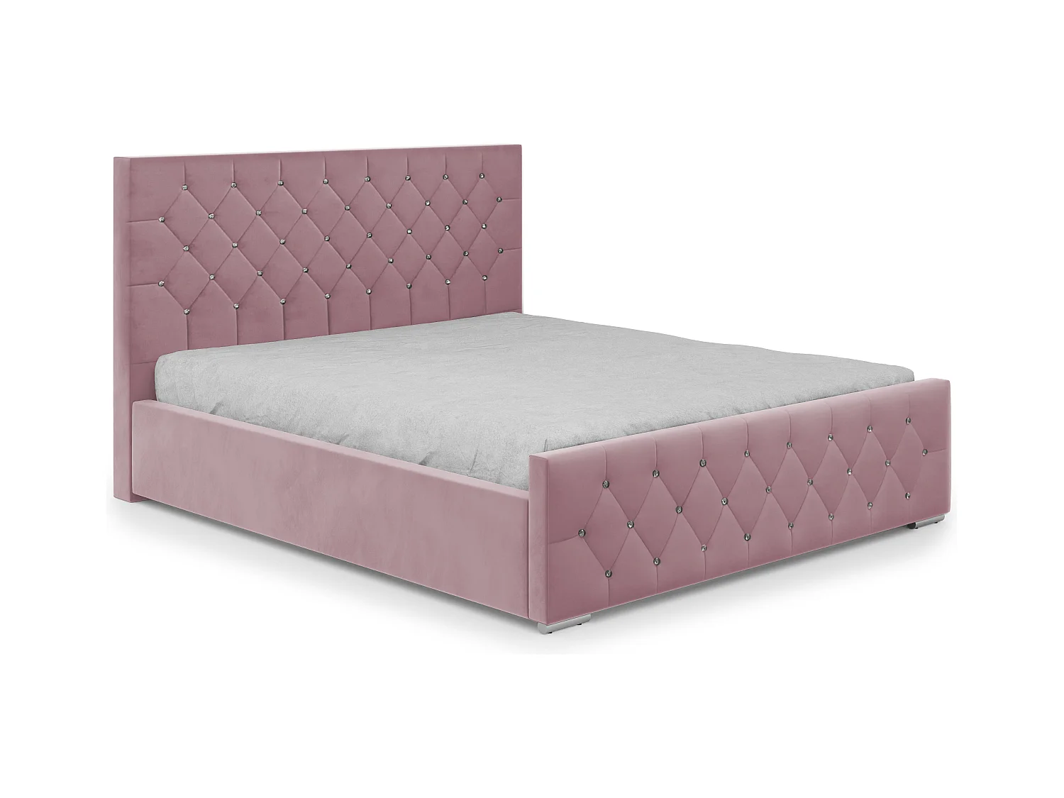 DomoHome - Lit Mona I rembourré moderne, tissu haut de gamme, coffre, design élégant demi-rond 160x200 cm, rose