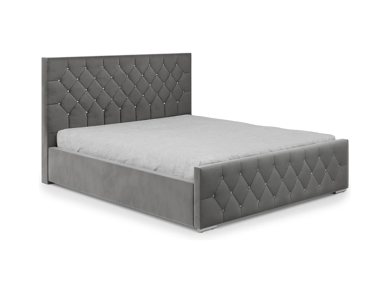 DomoHome - Lit Mona I rembourré moderne, tête de lit élégante, coffre pratique, tissu Abriamo 160x200 cm, frêne