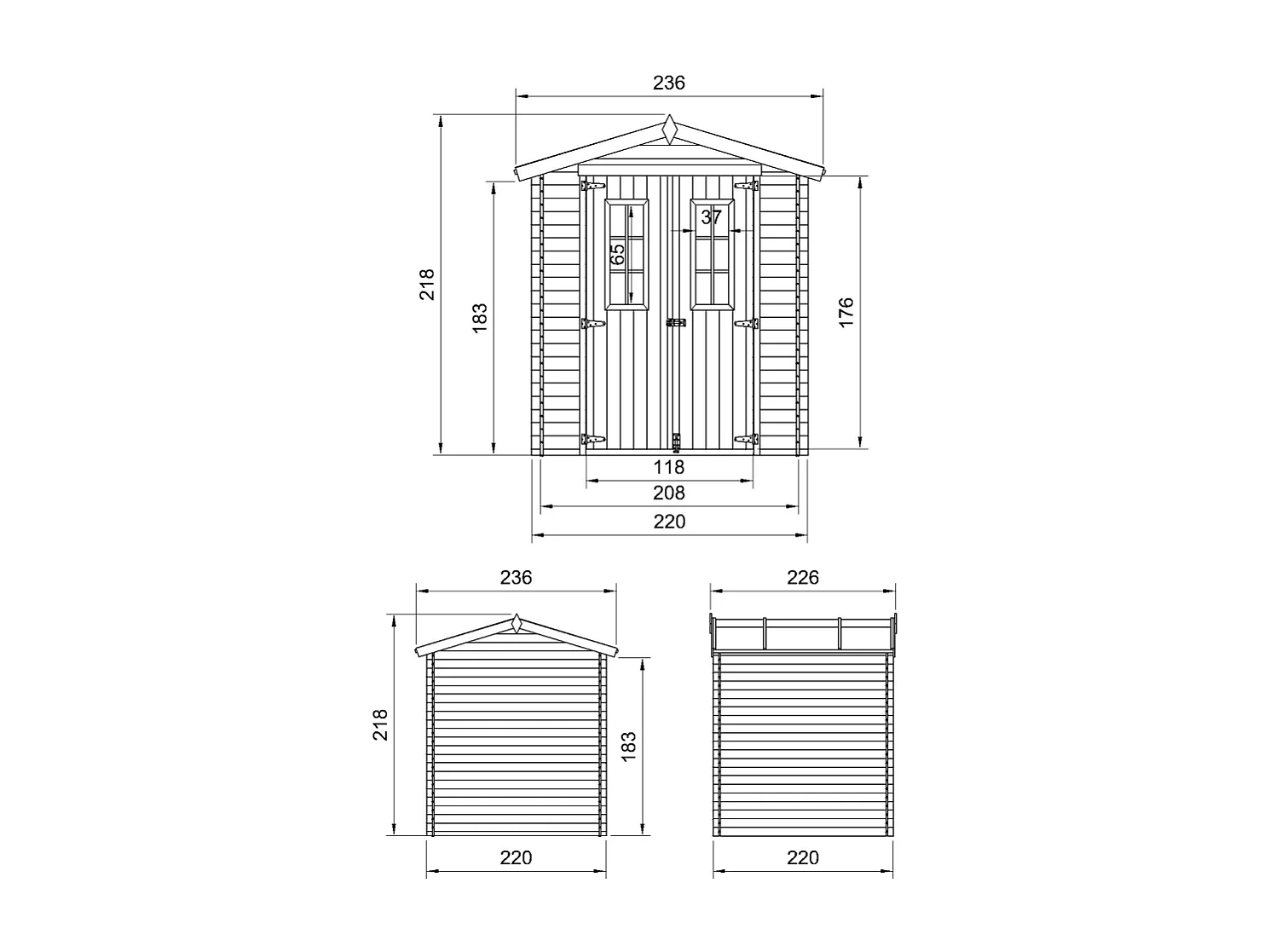 Casetta da giardino in legno con pavimento trattato - 4.33 m² - M369C+M369G