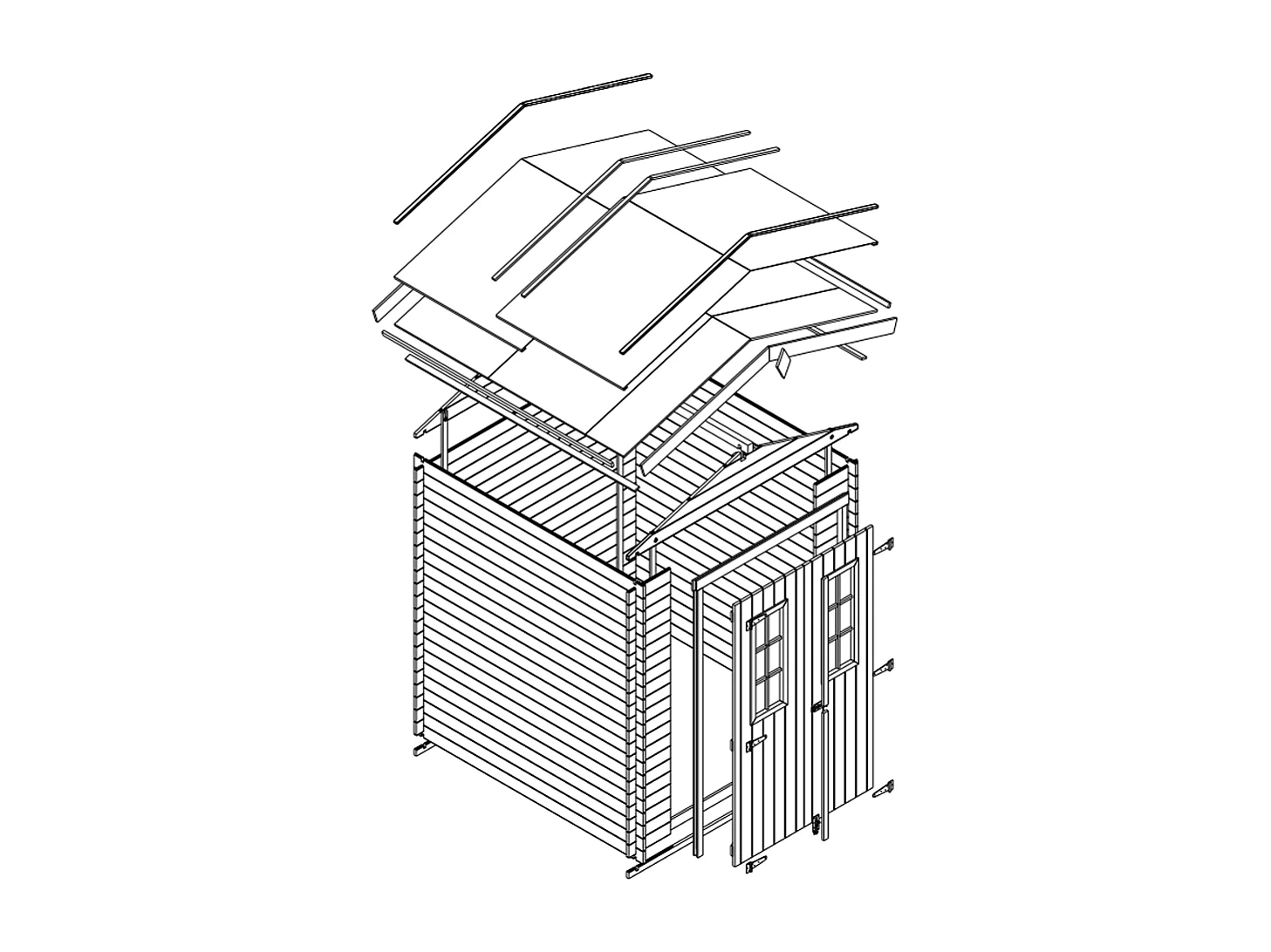 Abri de jardin en bois - I186xL196xH218 cm/ 2,82 m2 - M320C
