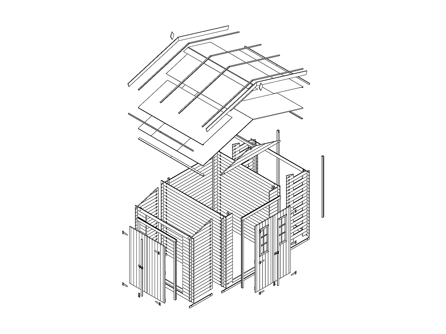 Abri de jardin en bois et range bûches extérieur - 3,53 + 0,97+0,97 m2 - M389C
